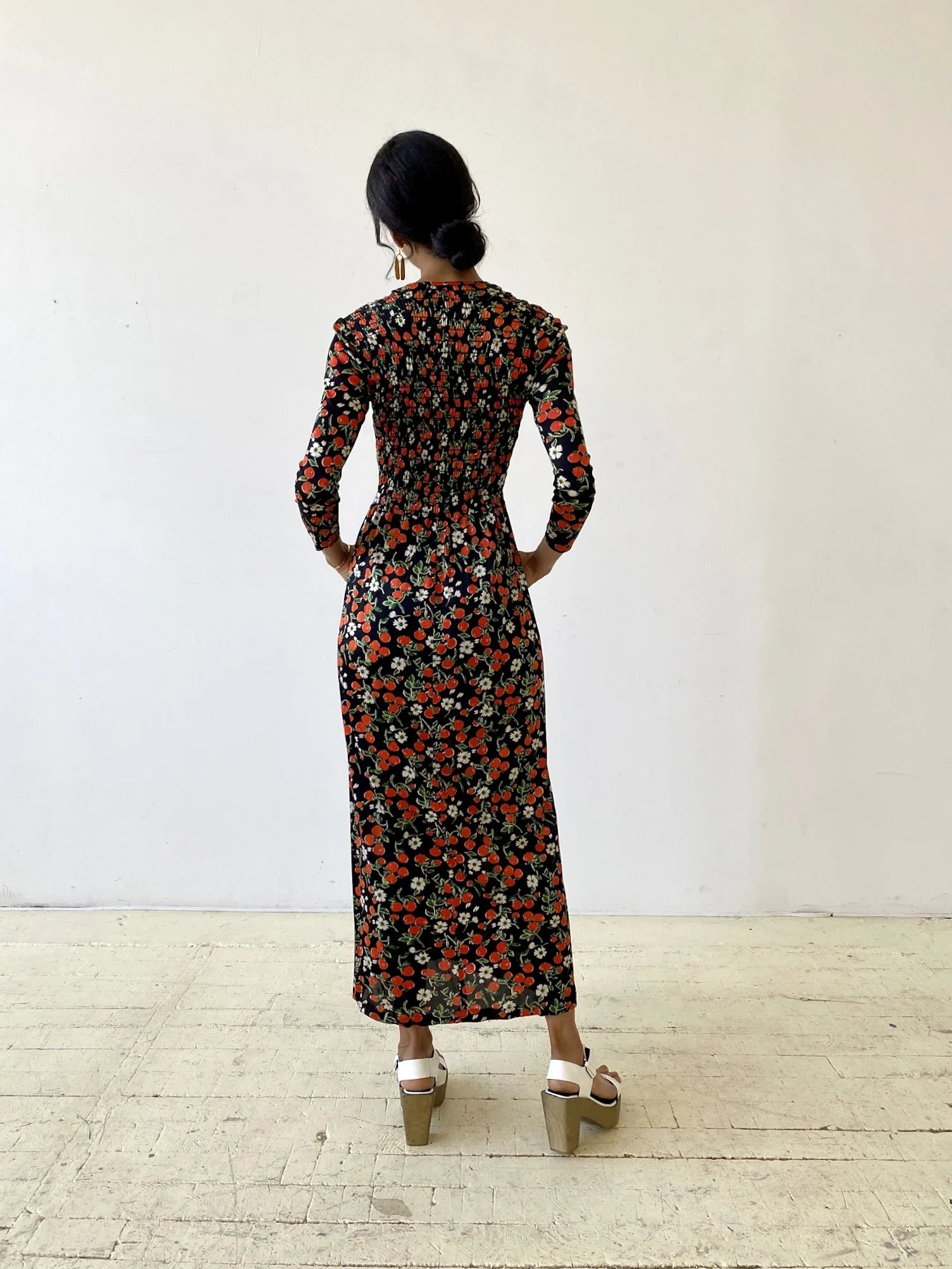 knee length dresses for ladies Pink Cherry Floral Panel Maxi Skirt - Two Piece Sets