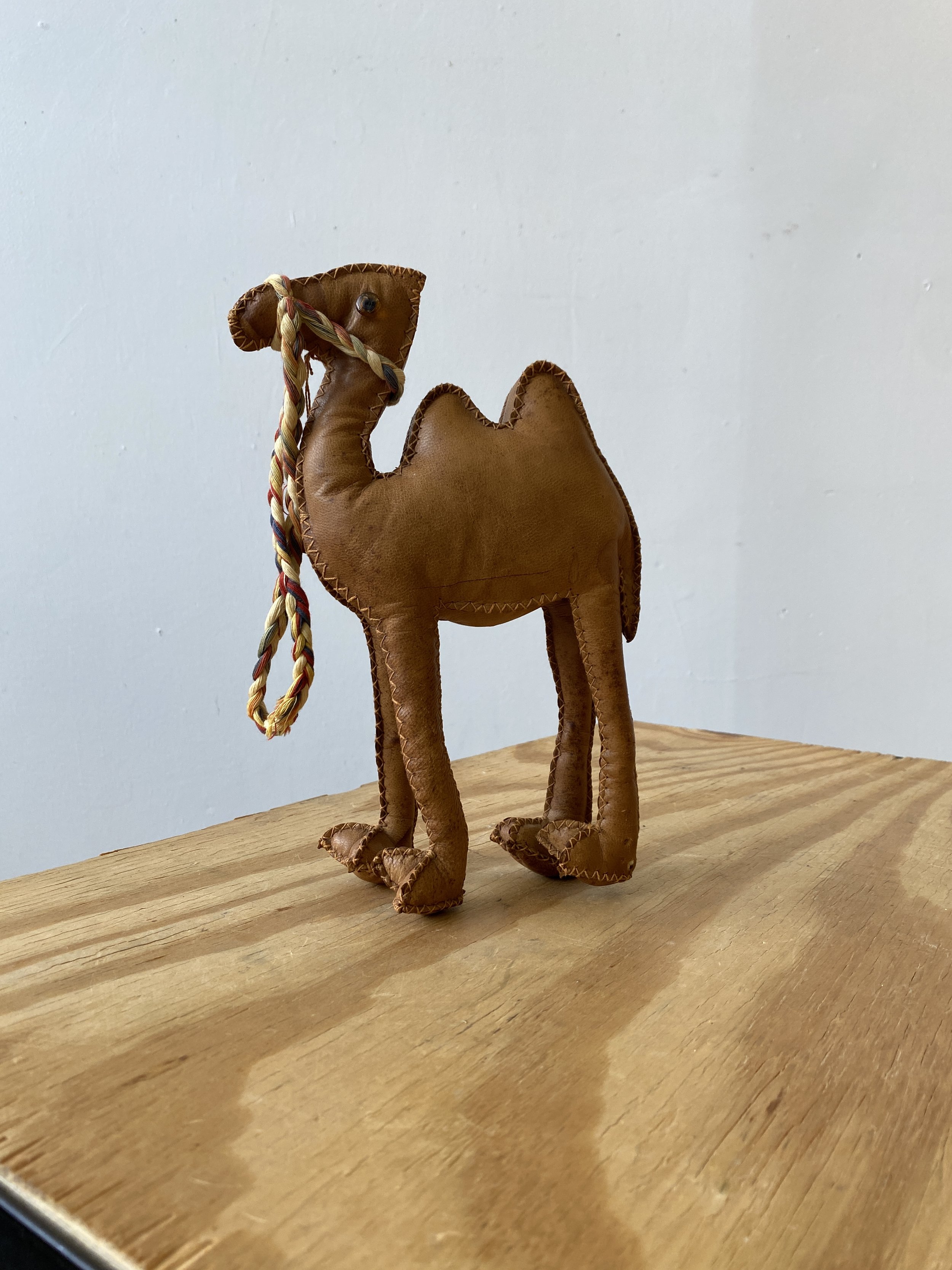 Vintage Hand-Stitched Leather Camel Soft Sculpture, Circa 1950s