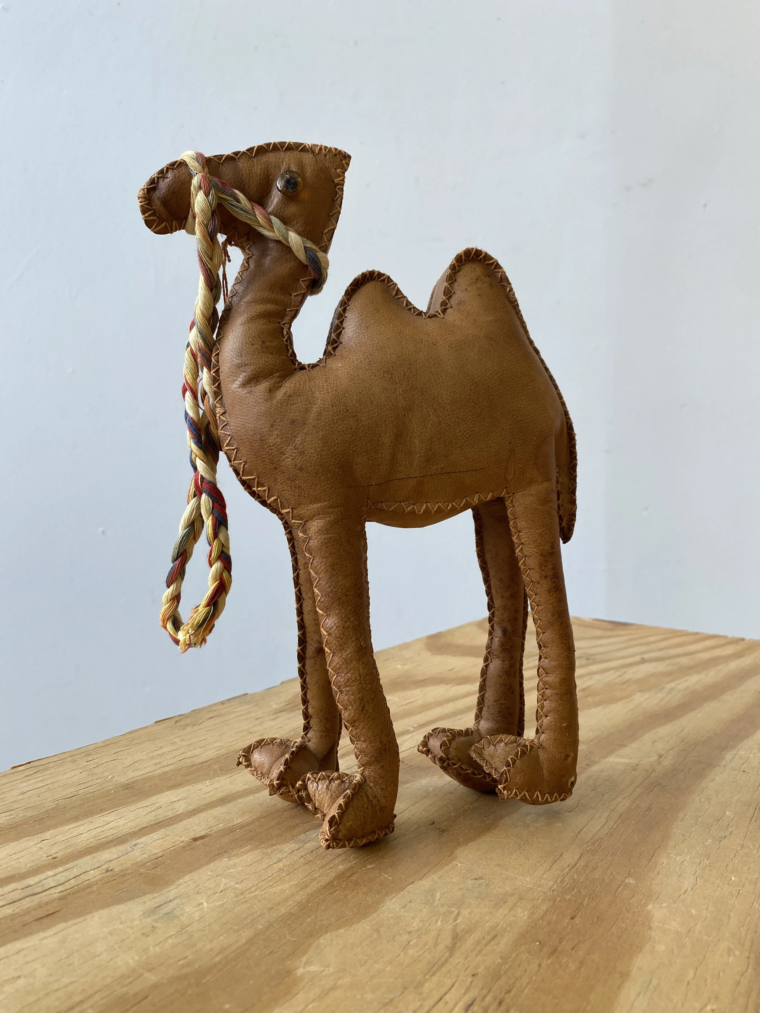 Vintage Hand-Stitched Leather Camel Soft Sculpture, Circa 1950s