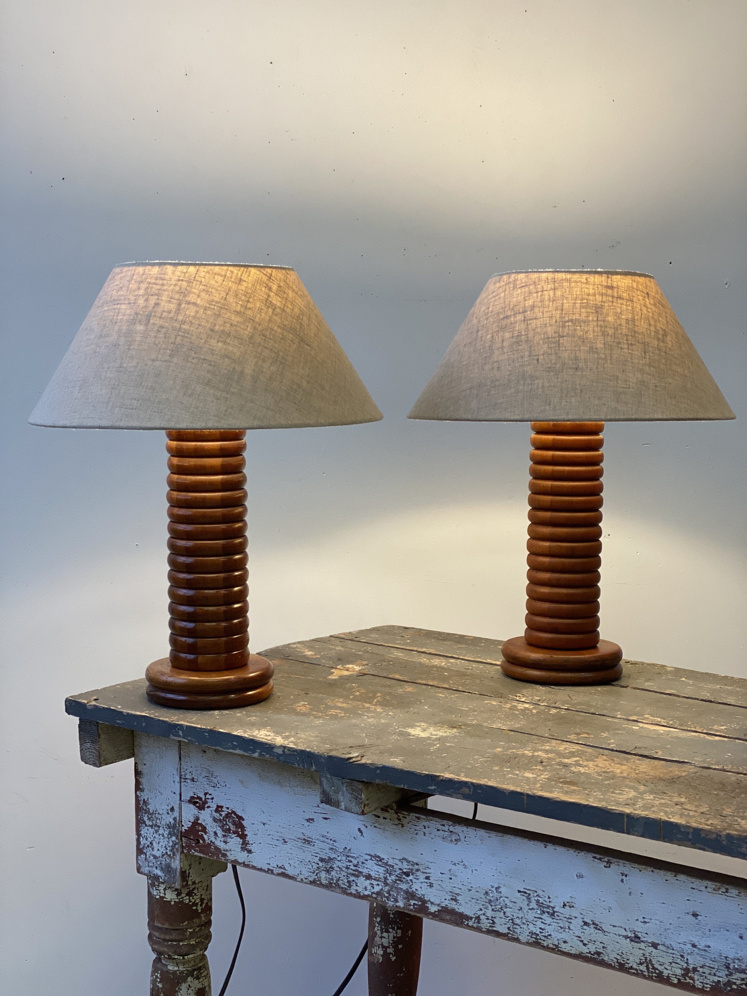 Kosten Gelovige compenseren Vintage Ribbed Laminated Wood Lamps, Circa 1950s — port•man•teau new york
