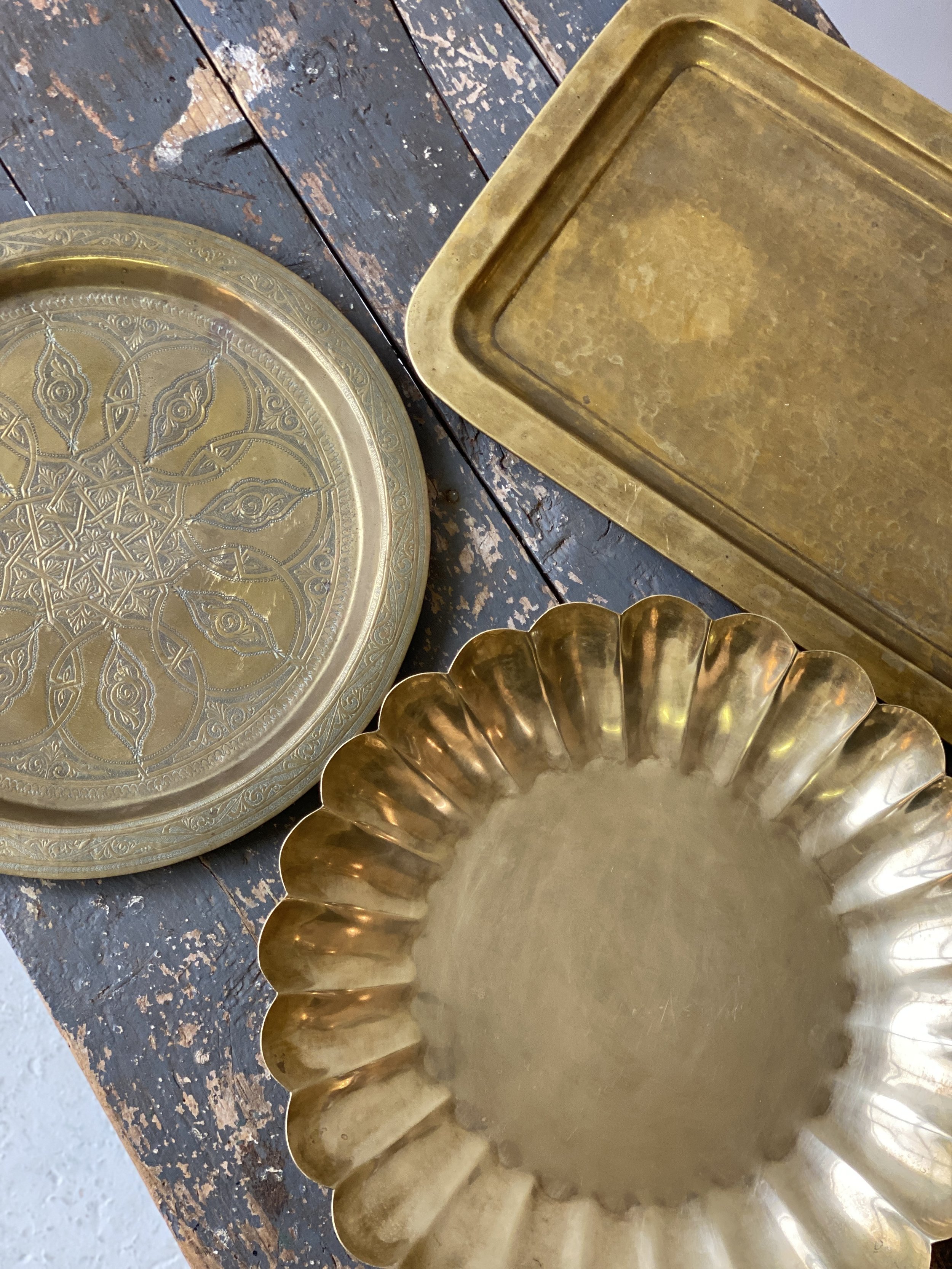 Vintage Brass Serving Trays, Circa — portmanteau new york