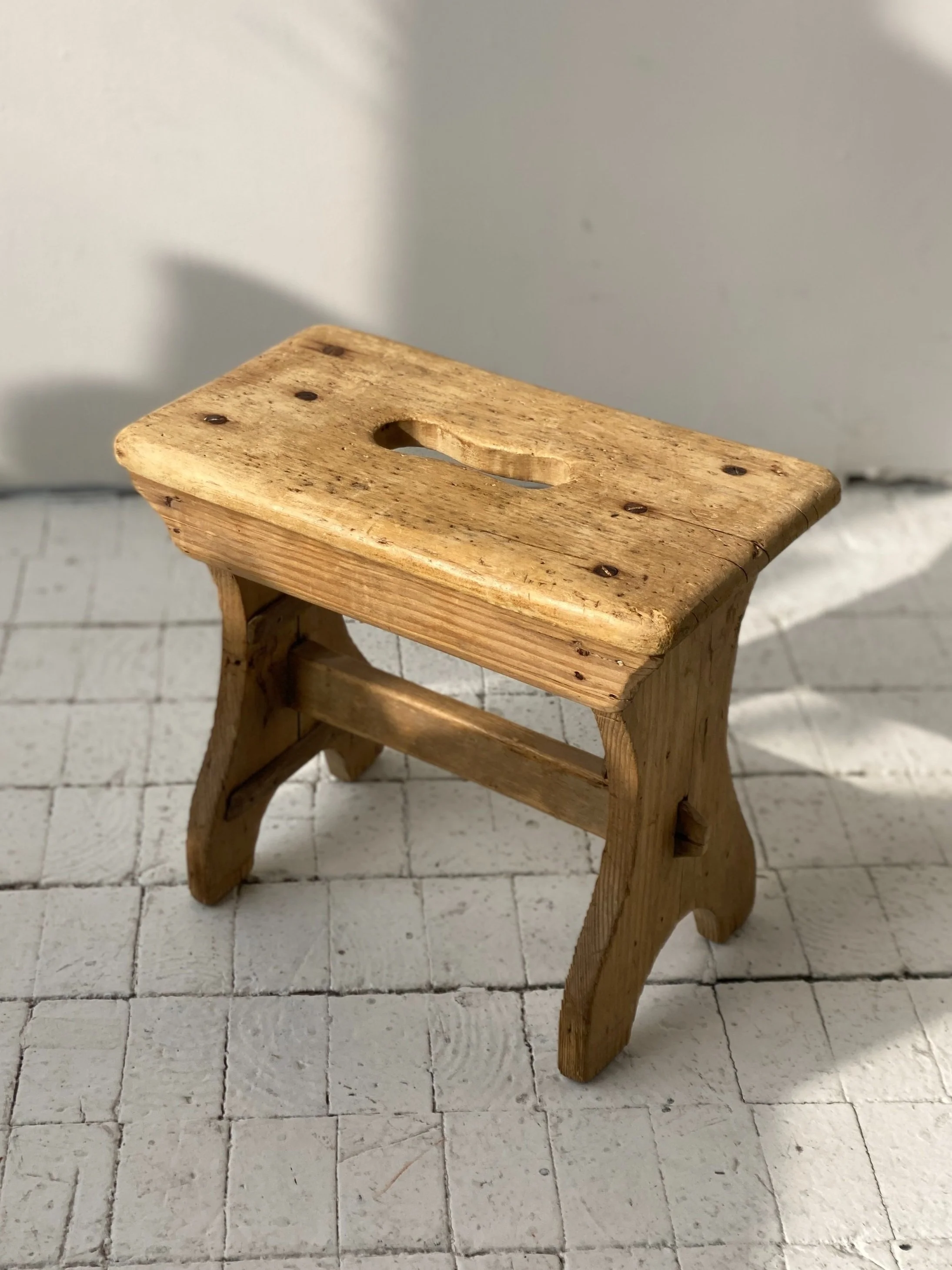Vintage Natural Pine Primitive / Farmhouse Stool, Circa 1920s 