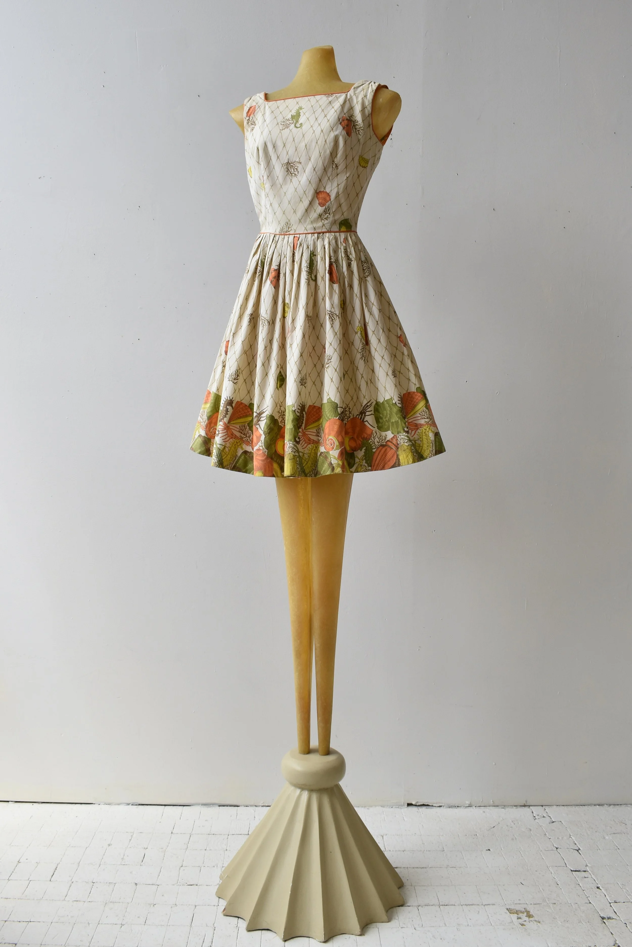 Rare Vintage Novelty Nautical Print Party Dress, Circa 1950s  Portmanteau New York