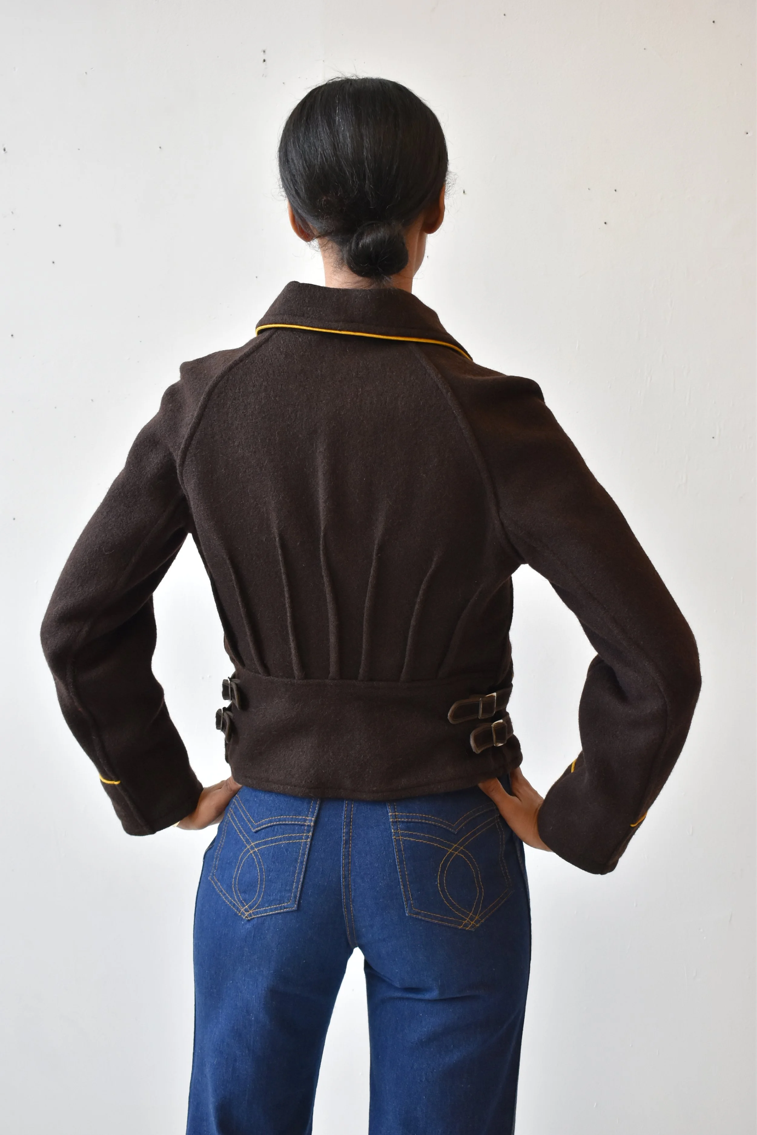 Rare Vintage Chocolate Wool + Shearling Cropped Union-Made Sport