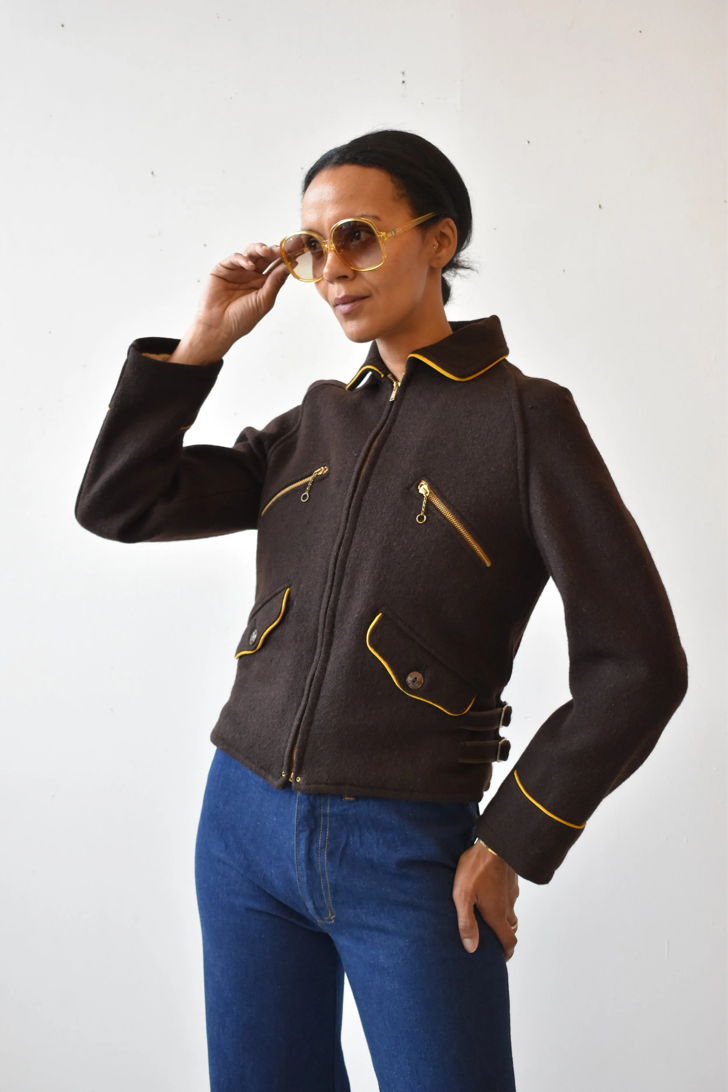 Rare Vintage Chocolate Wool + Shearling Cropped Union-Made Sport