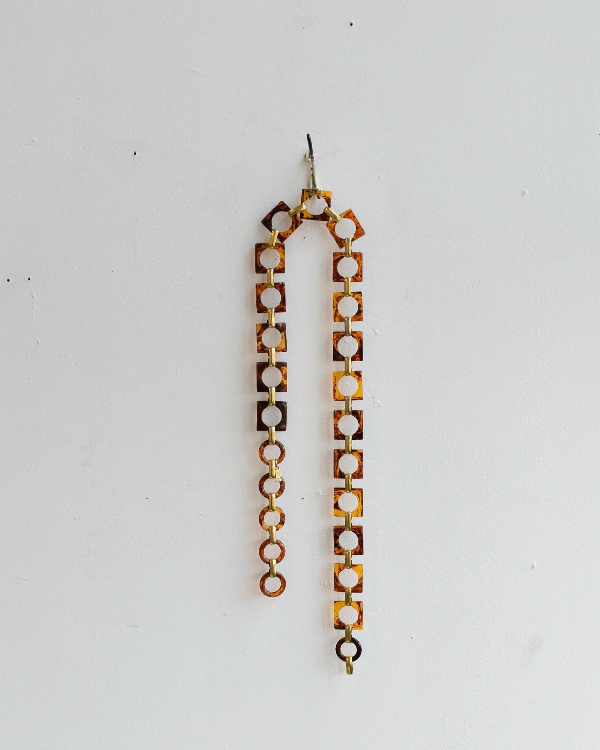 Vintage Acrylic Metal Chain Belt - Gold & Brown Vintage 1960s Glass and Gold Chain Glamour Belt - Raleigh  main image 4