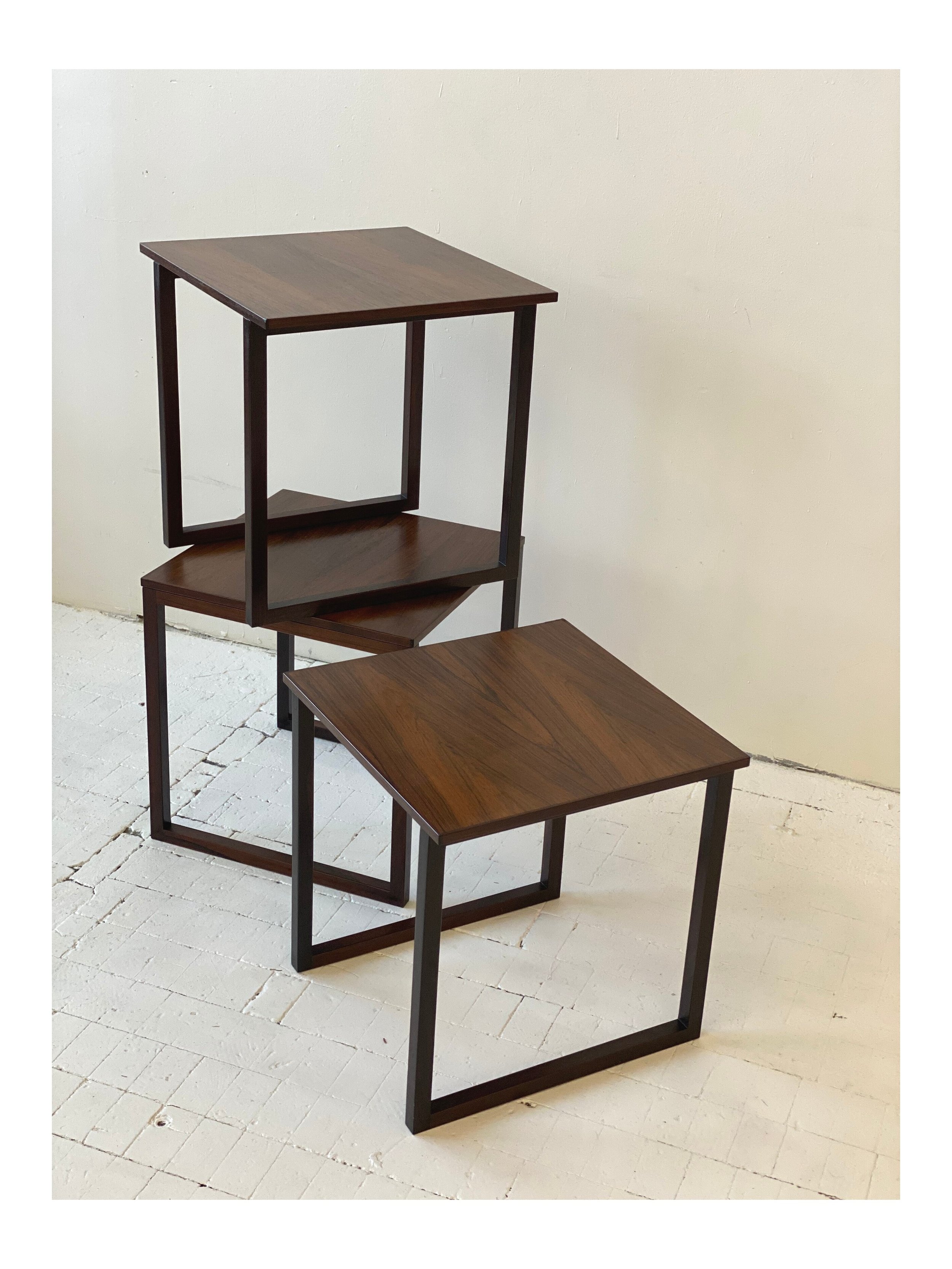 Vintage Set of 3 Rosewood Nesting Tables by Kai Kristiansen, Circa