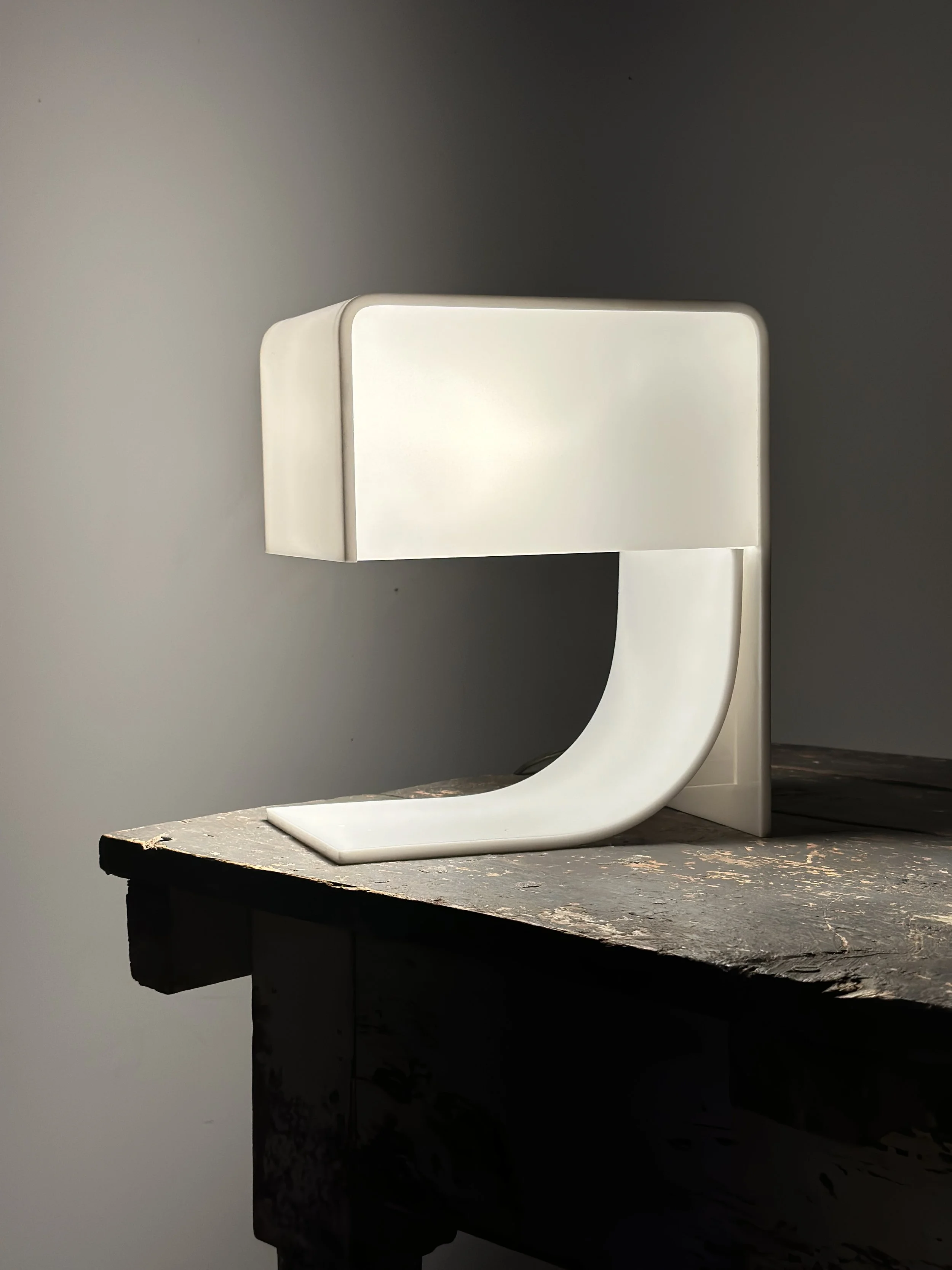 Vintage Molded White Plexiglass Lamp Designed by Neal Small, Circa 1965