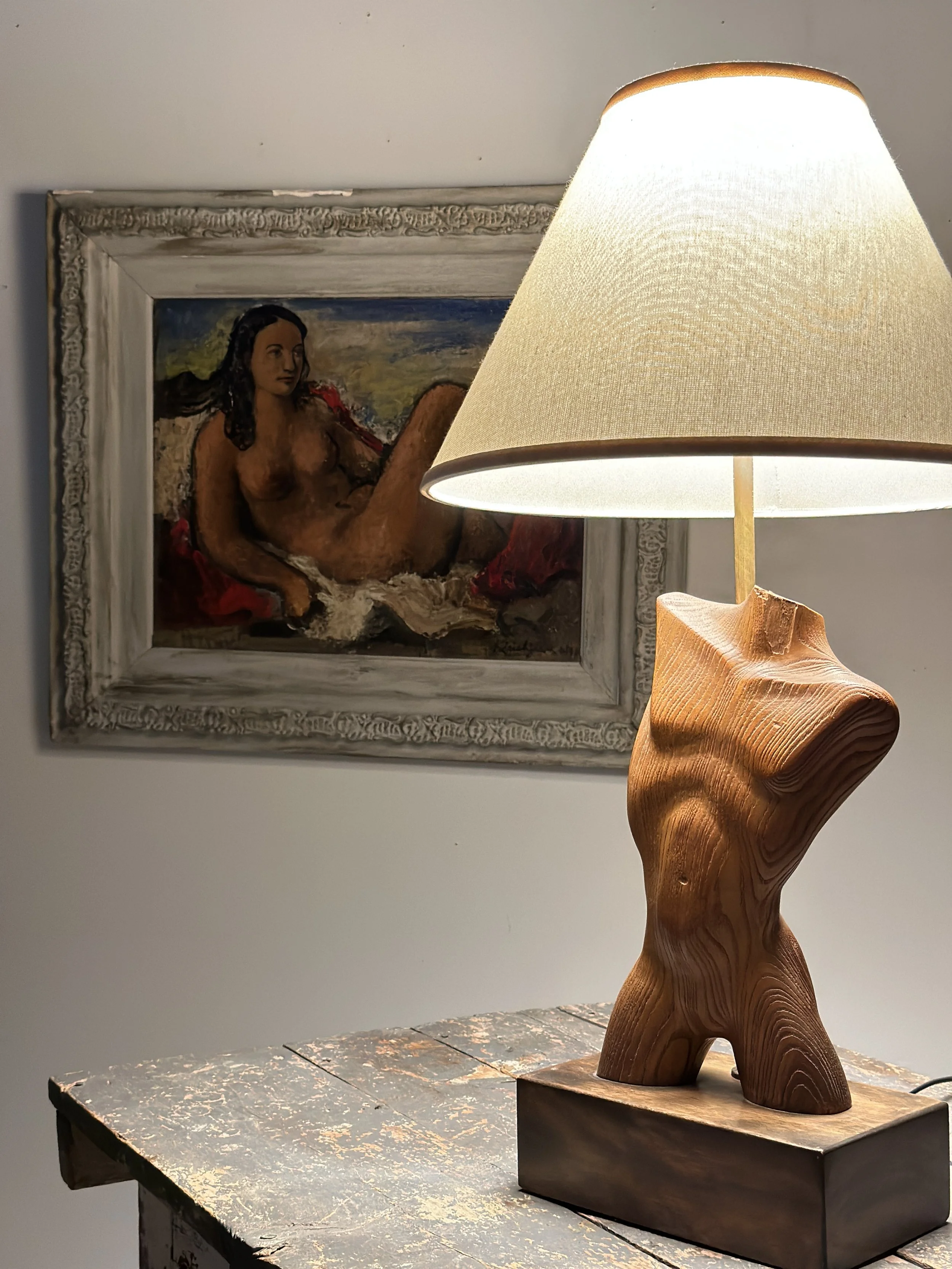 Vintage Mounted Sculptural Male Torso Lamp by Yasha Heifetz