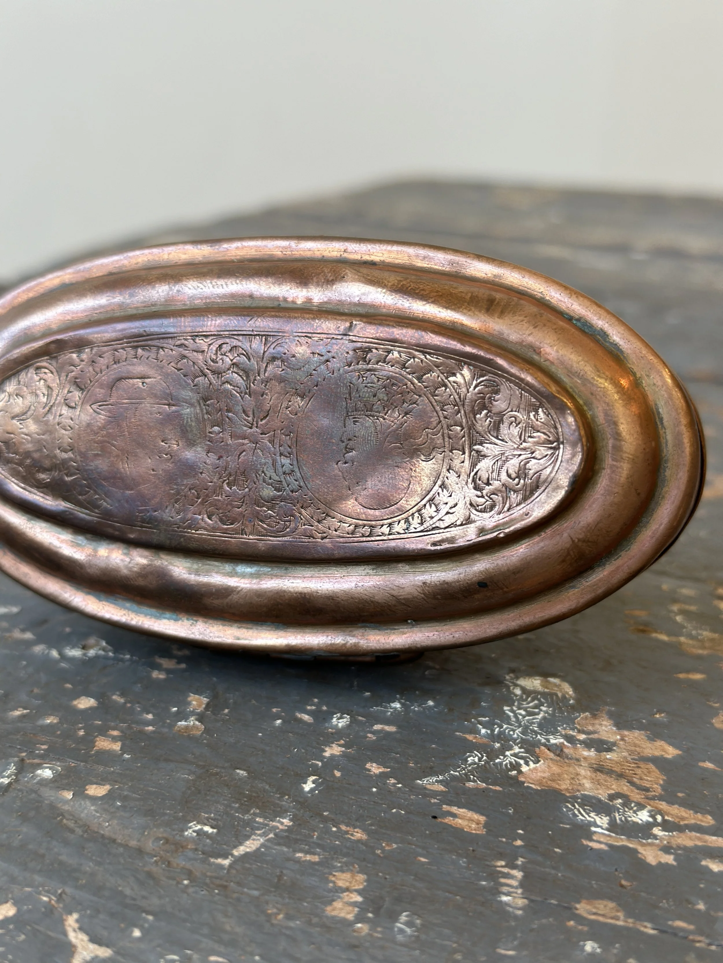 Antique Dutch Copper Tobacco Box with Hand-Engraved Portraits, Circa 18th  Century — portmanteau new york