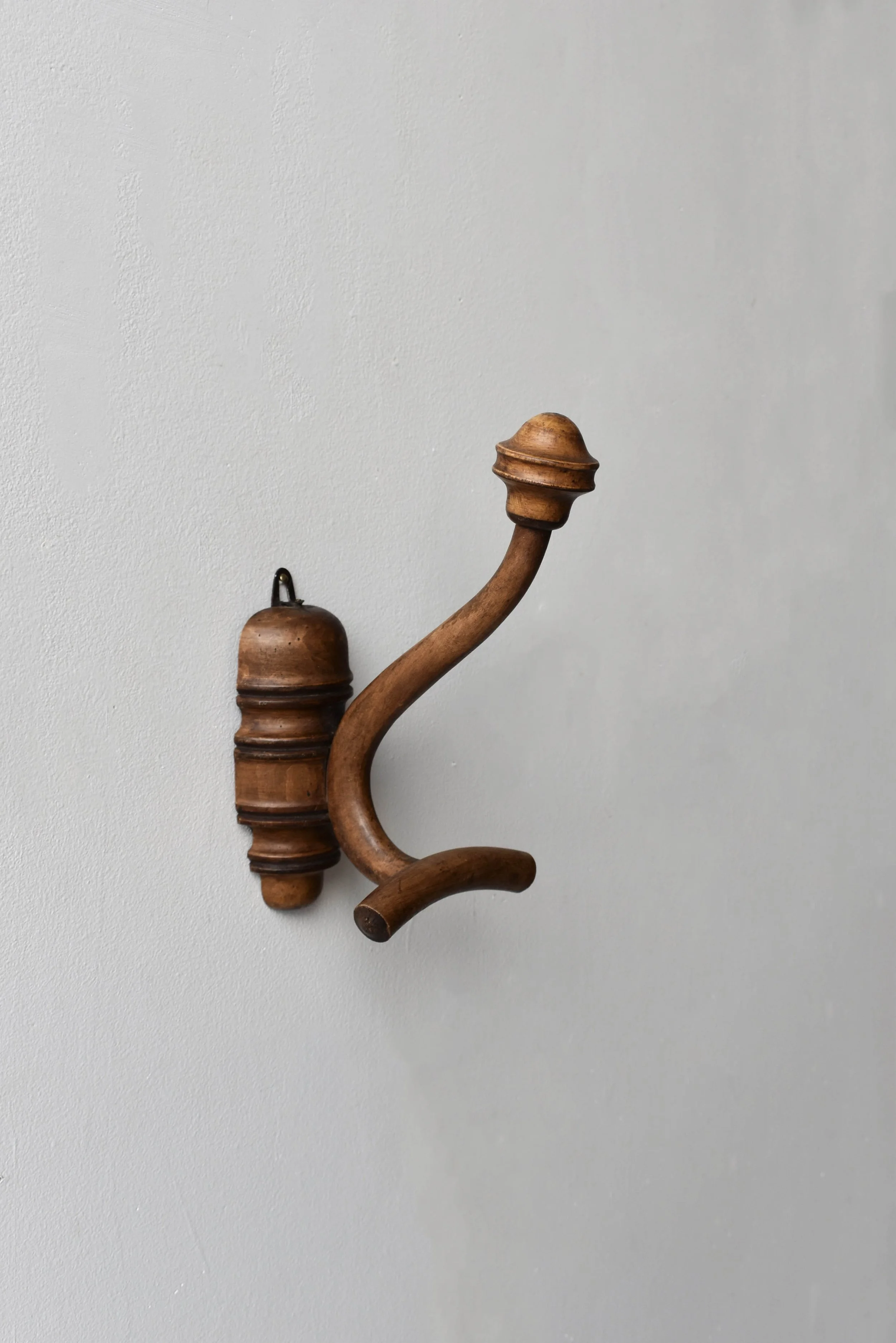 Antique French Bamboo Wood Wall Hook, Circa Early 20th Century 