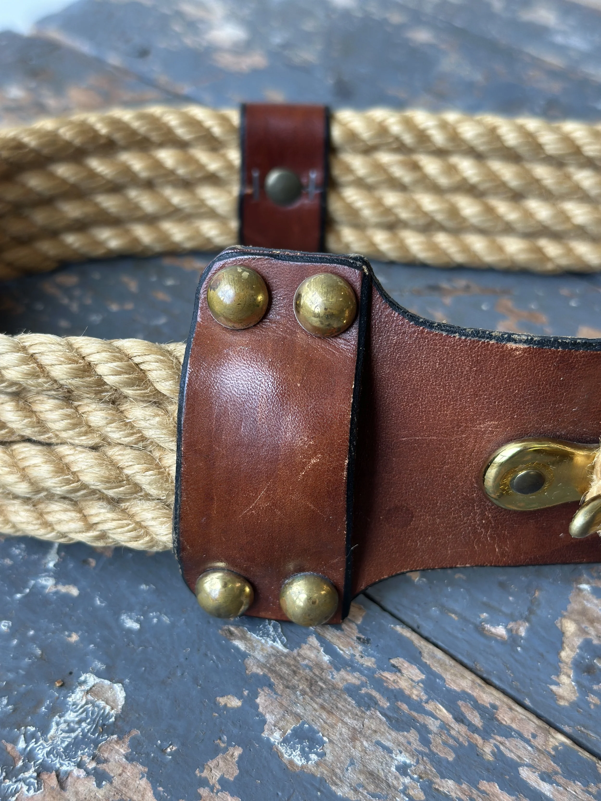 Vintage Rope + Leather Belt with Brass Details by Etienne  display picture 3