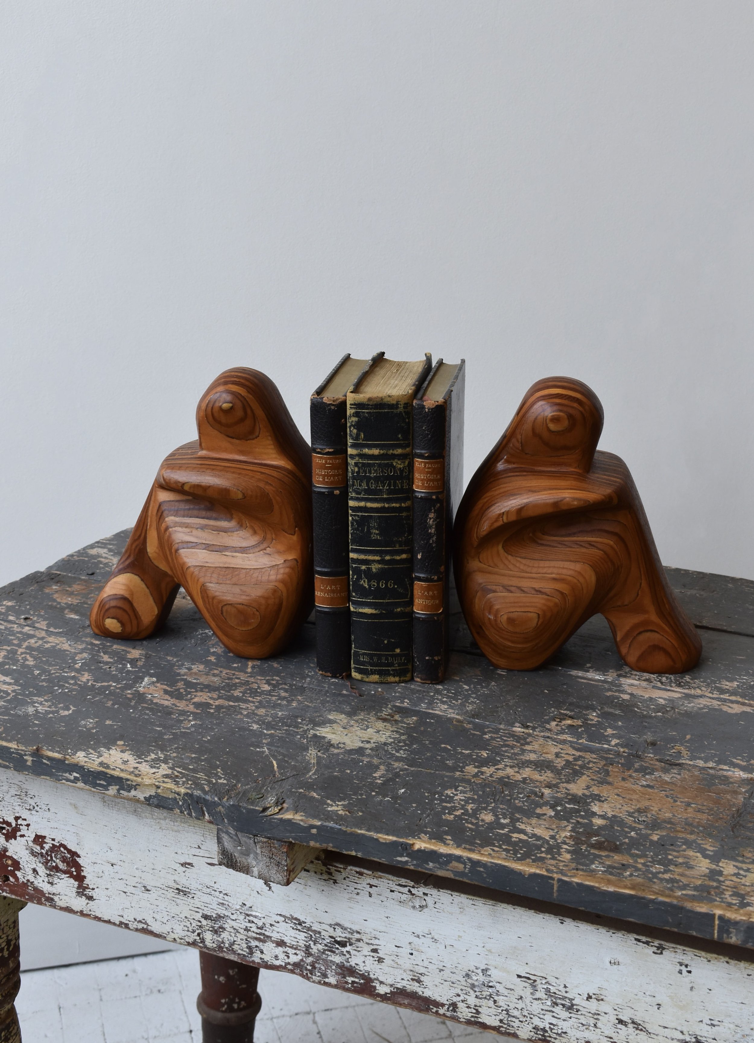 Vintage Laminated Wood Figural Bookends by Robert Hargrave, Circa
