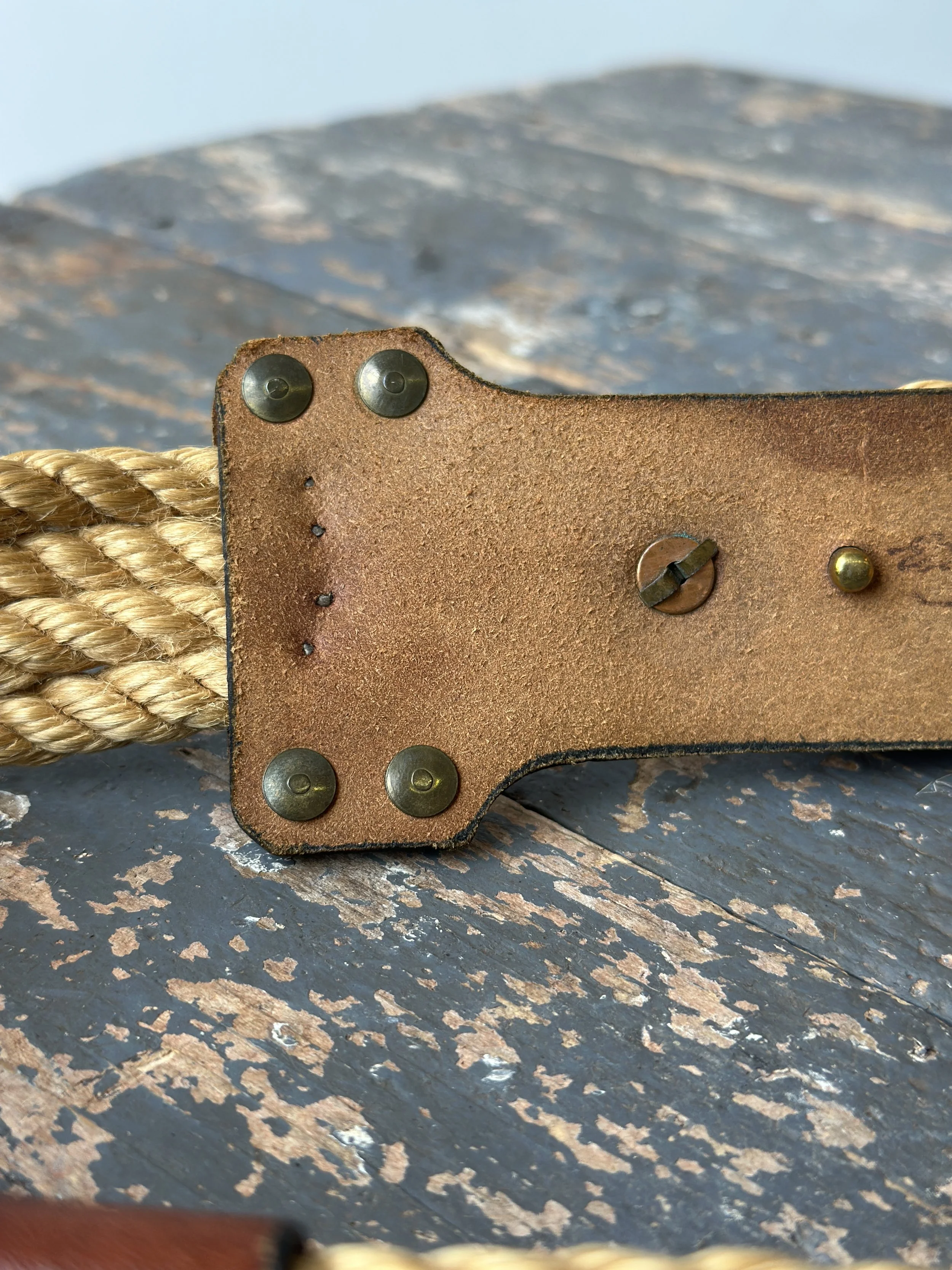 Vintage Rope + Leather Belt with Brass Details by Etienne  display picture 1