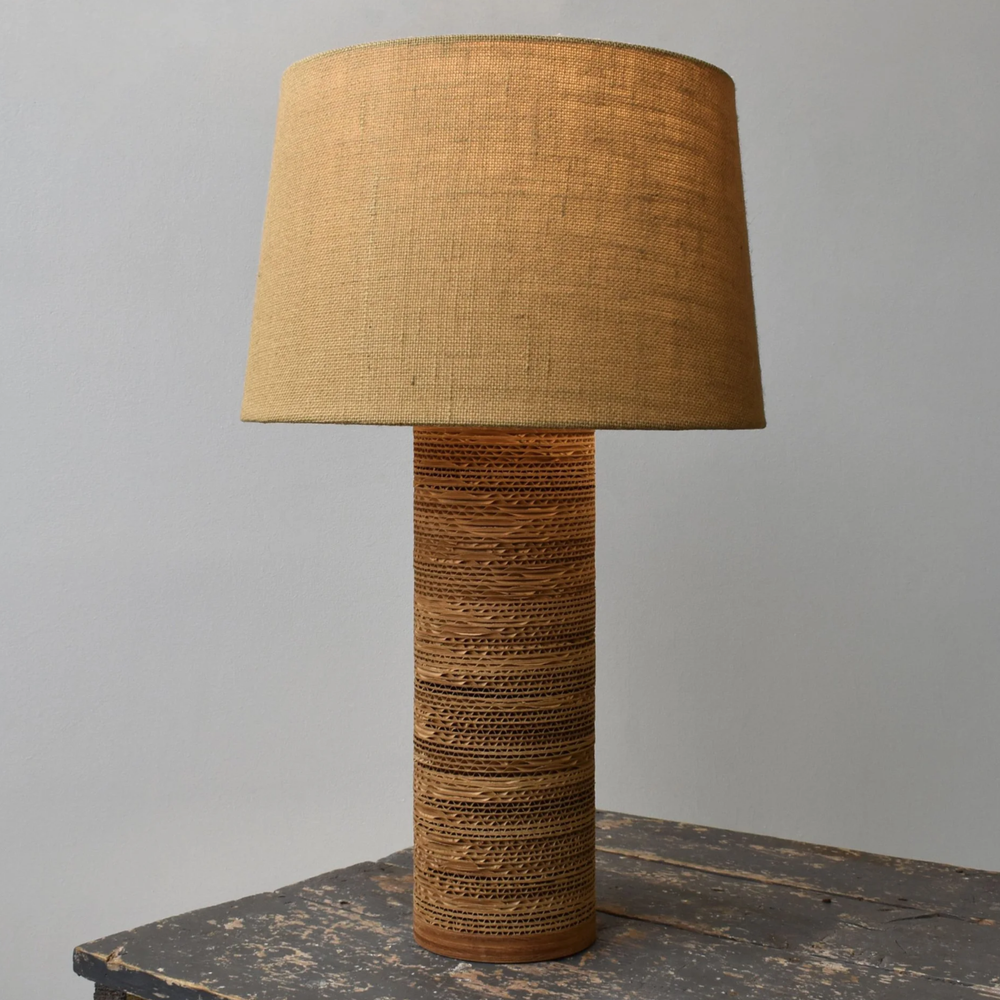 Vintage Sculptural Laminated Wood Table Lamp, Circa 1970s