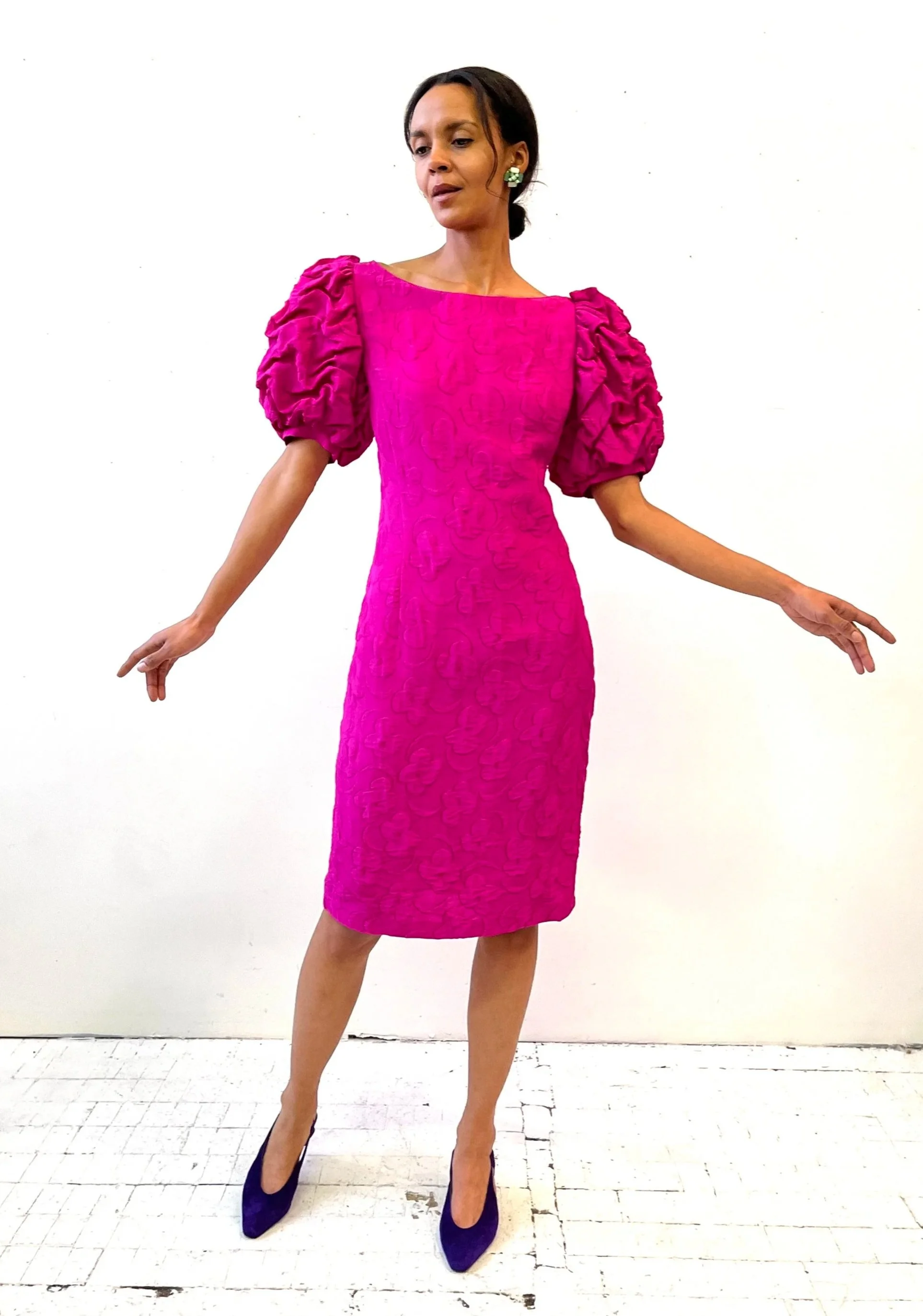 open lace back dress Hot Pink Textured Dress | Trendy Dress Stores