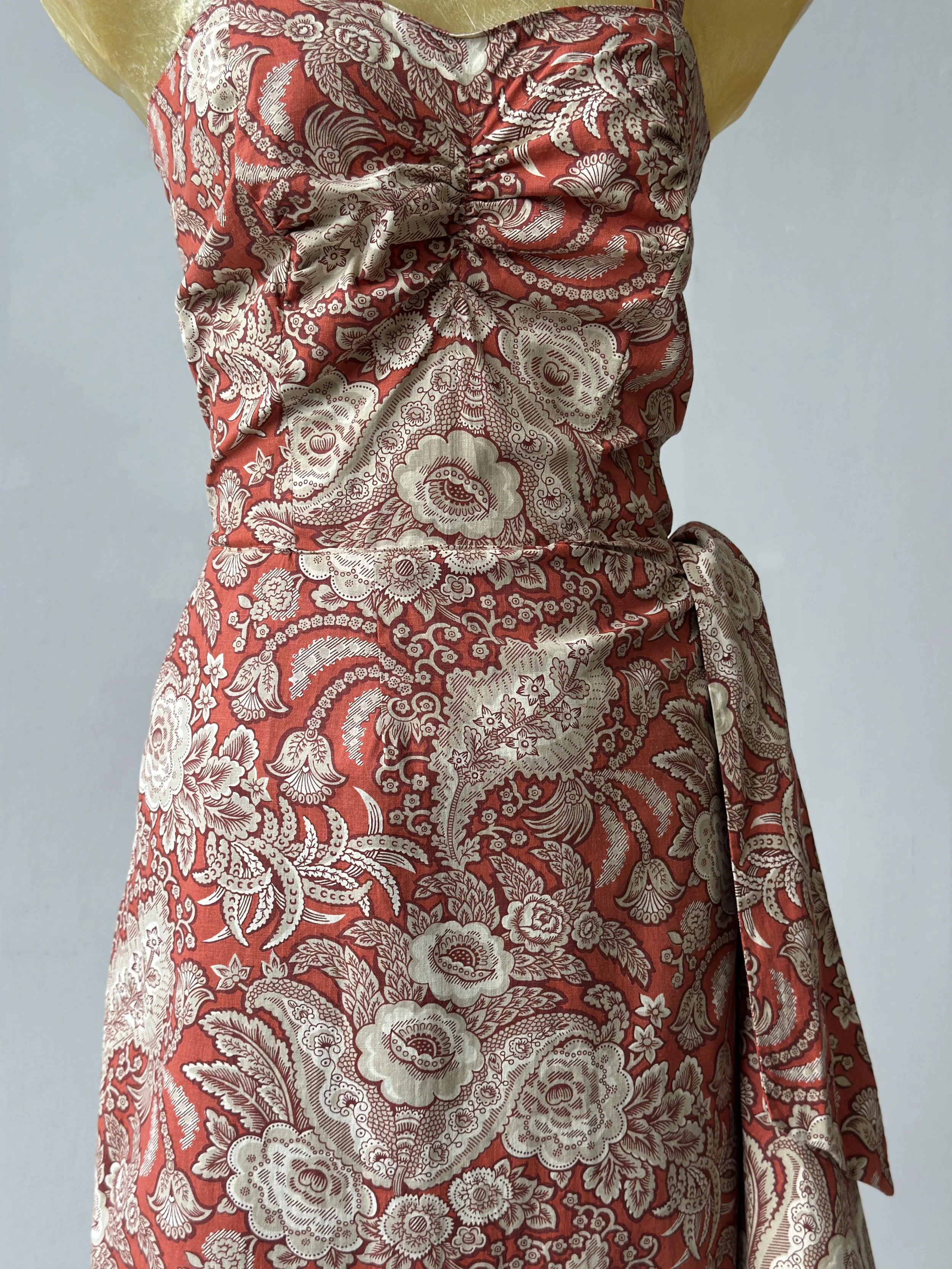 Vintage Tropical Floral Print Sarong Dress, Circa 1950s-60s  portmanteau  new york