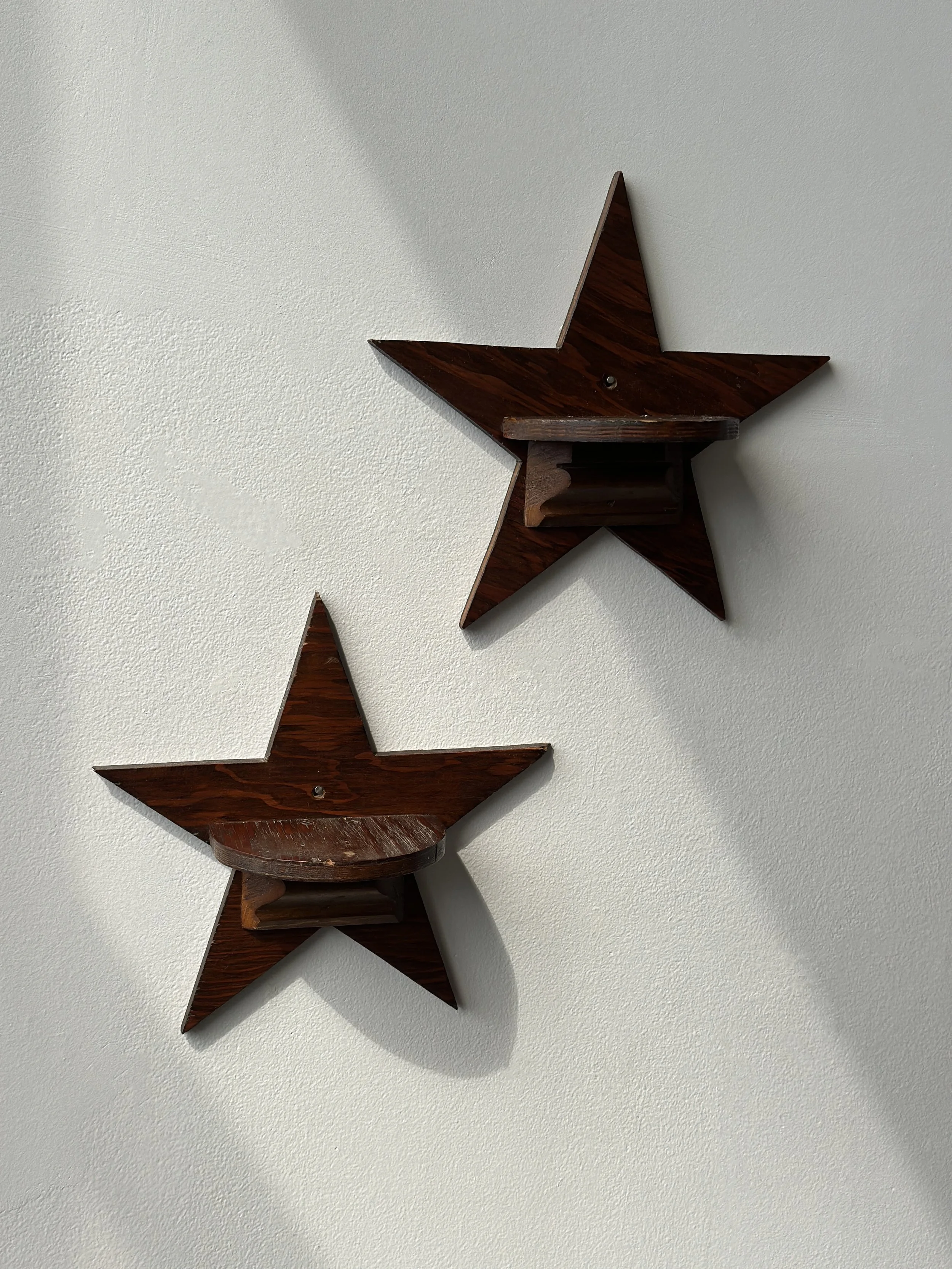 Vintage Laminated Wood Star Wall Shelves, A Pair, Circa 1950s