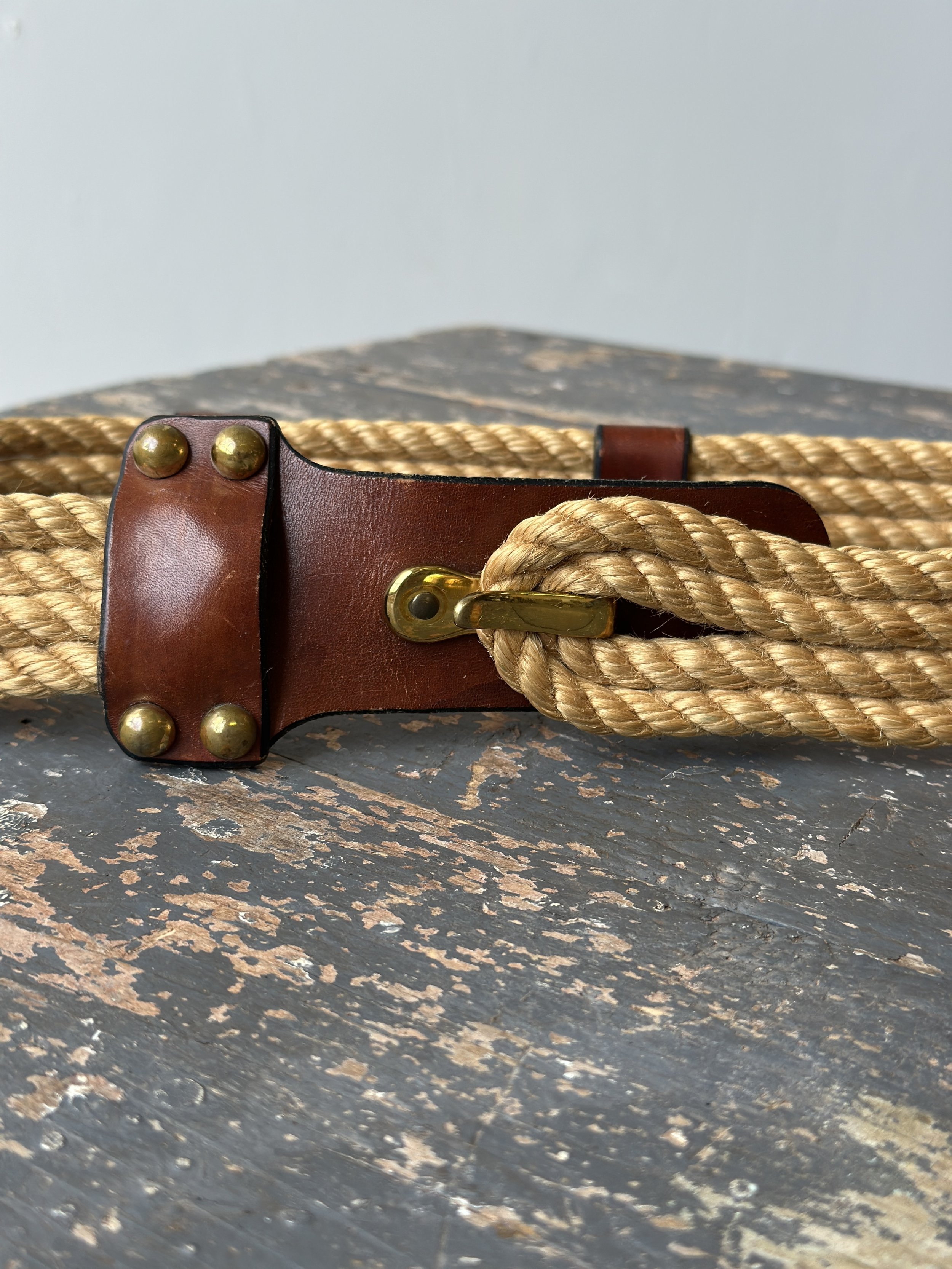 Vintage Rope + Leather Belt with Brass Details by Etienne  display picture 2