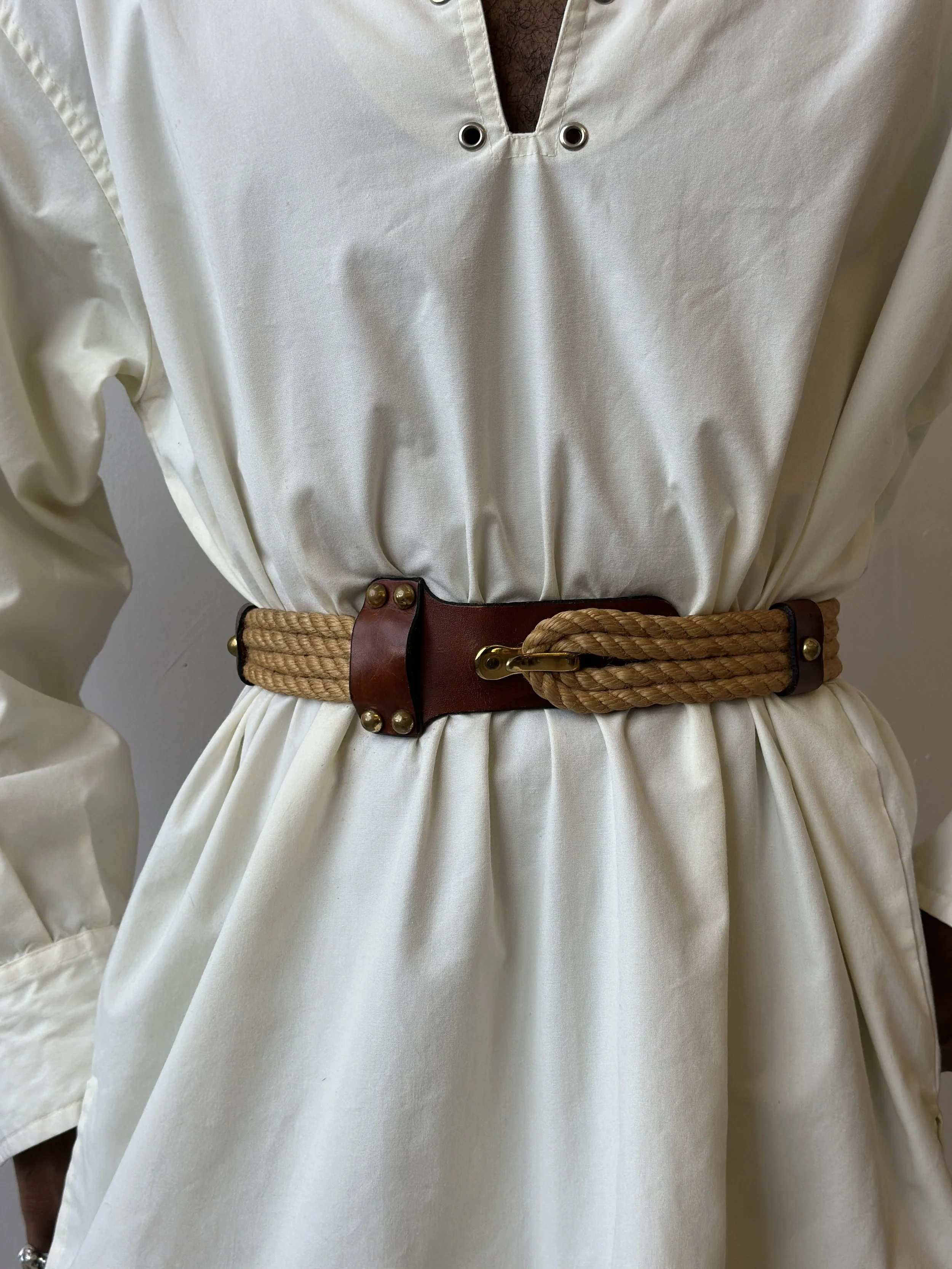 Vintage Rope + Leather Belt with Brass Details by Etienne  display picture 2
