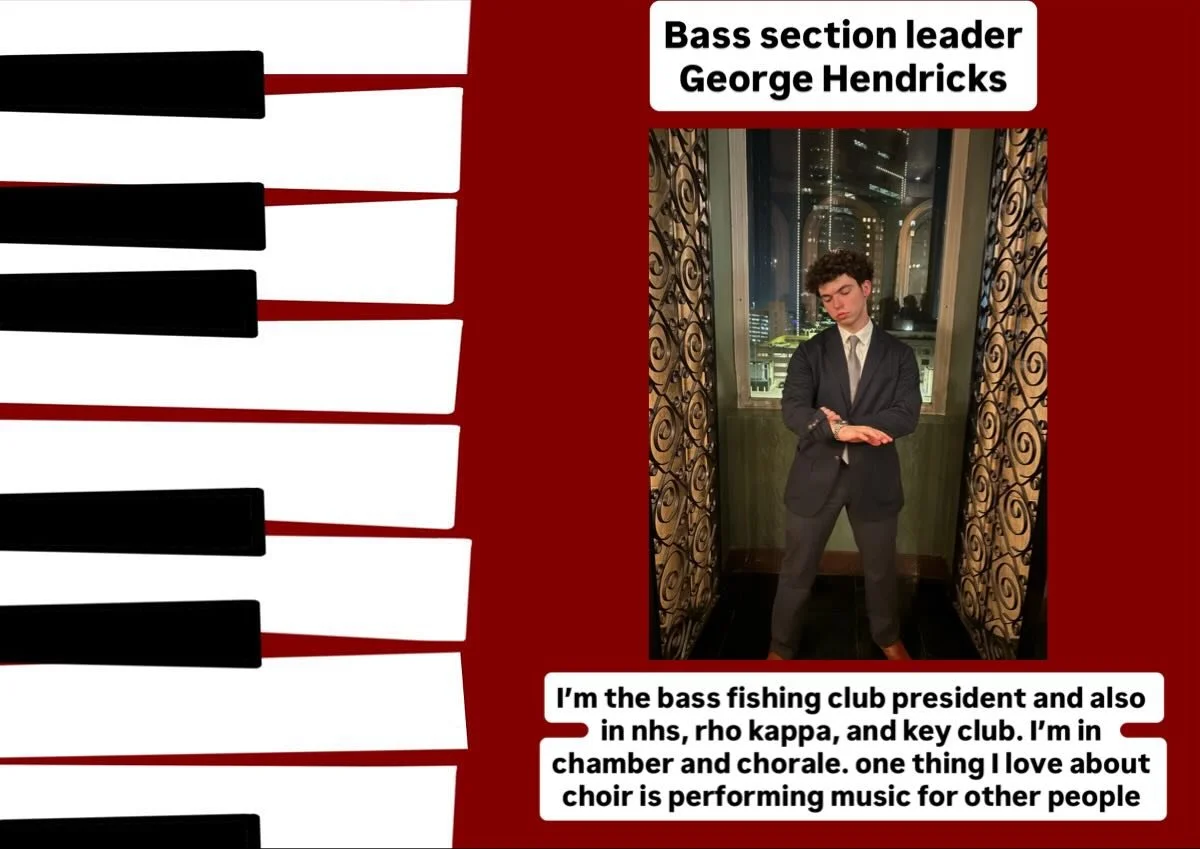 Meet George Hendricks! Your bass section leader for the 25-26 school year!❤️🖤