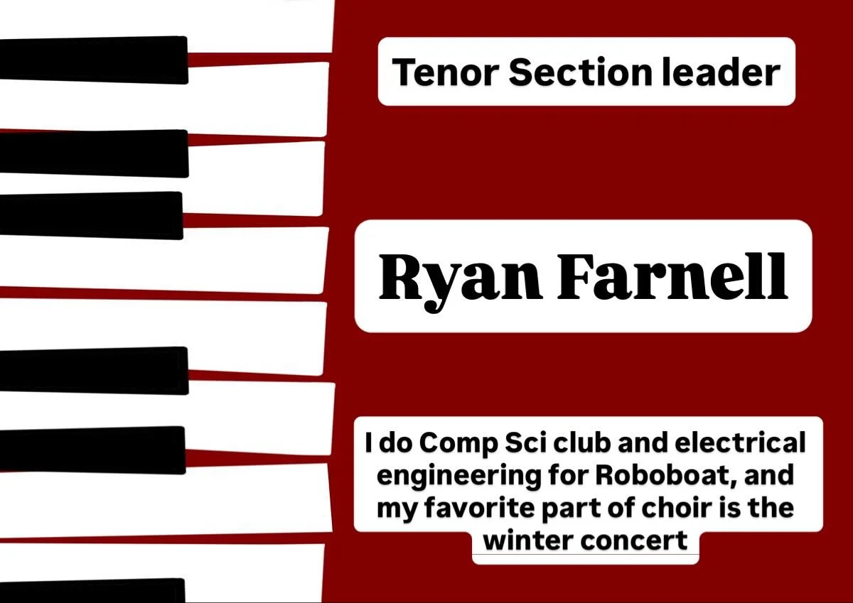 Meet Ryan Farnell! Your Tenor section leader for the 25-26 school year!❤️🖤