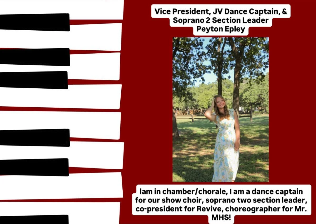 Say hi to Peyton Epley! Your Vice President, JV Dance Captain, &amp; Soprano 2 Section Leader for the 25-26 school year!❤️🖤