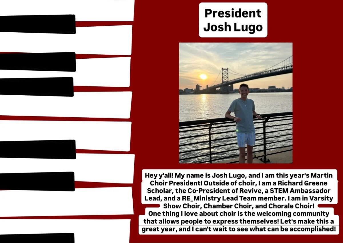 Last but definitely not least Josh Lugo! Your Choir President for the 25-26 school year!❤️🖤
