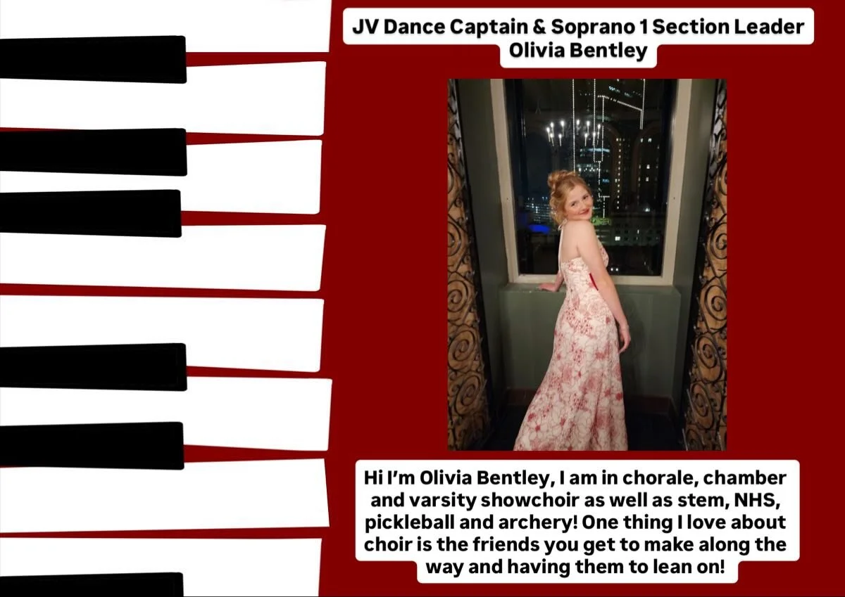 Say hi to Olivia Bentley! Your JV Dance Captain &amp; Soprano 1 Section Leader for the 25-26 school year!❤️🖤