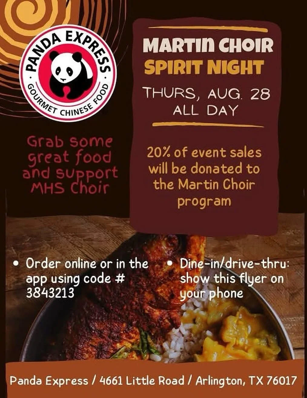 Go support Martin Choir @ Panda Express this Thursday!❤️🖤