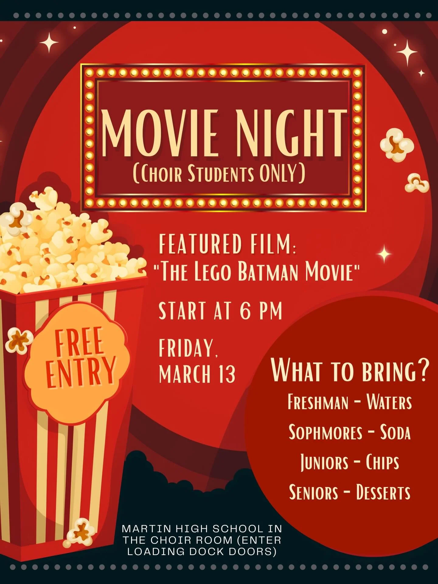 Come join us for our Movie Night! Make sure you know what you&rsquo;re bring! 🎬🍿