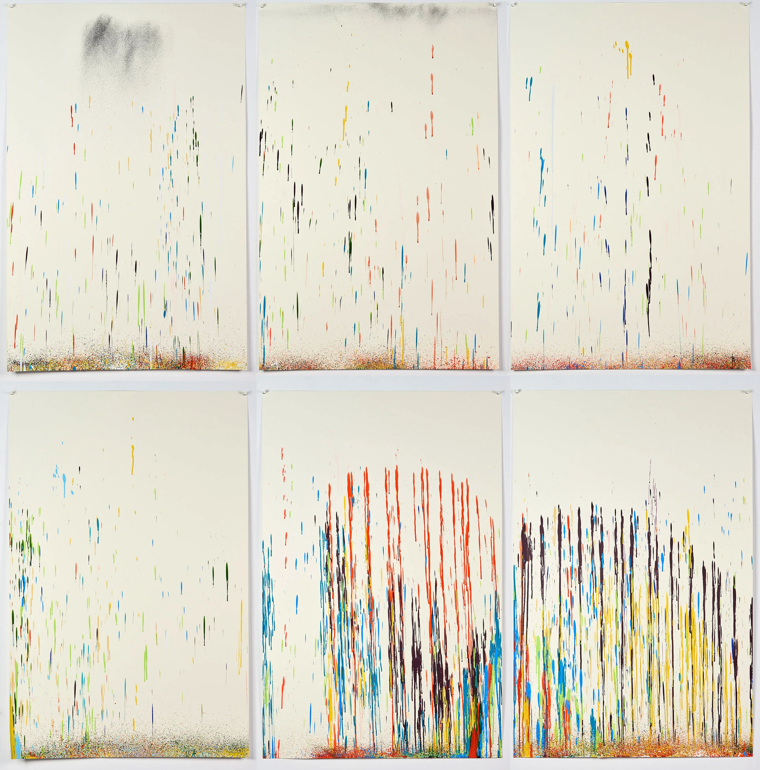 Me Was Here Sextet, 2018, a pprox. 96”x 96”, acrylic and aerosol on French Paper
