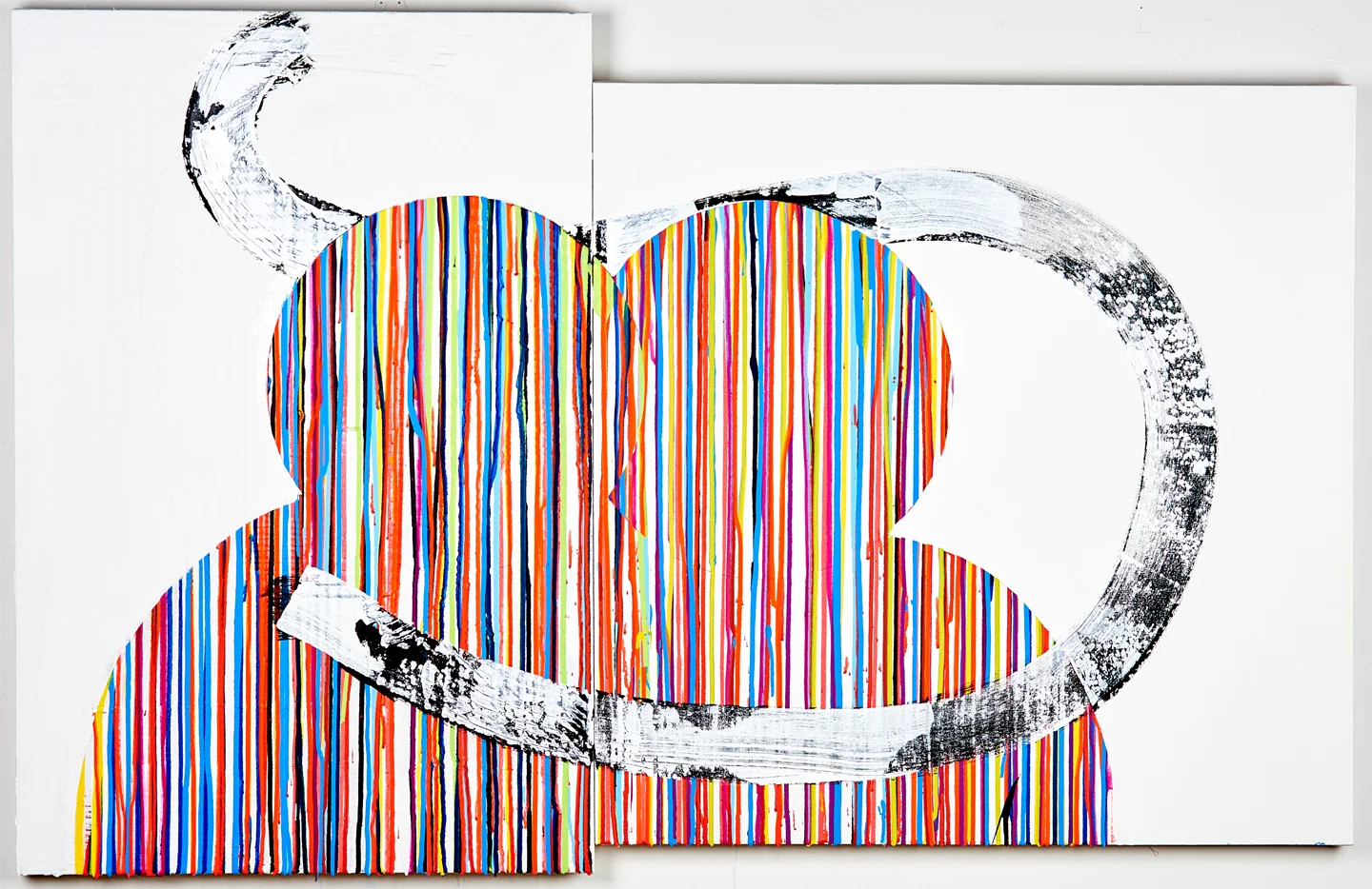 You And Me Hugging, 2019, 56”x36”, various acrylics on canvas