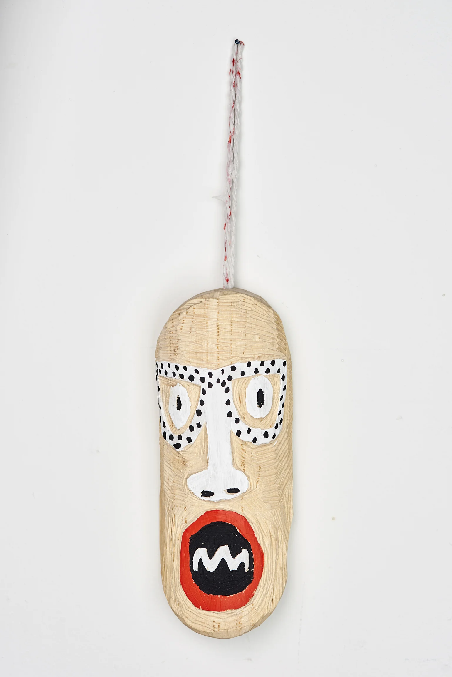 Talisman 6 (from “How We Are Likely To Feel When Our Needs Are Being Met”), 2019, approx 4”x12”, birch, plastic bags, acrylic