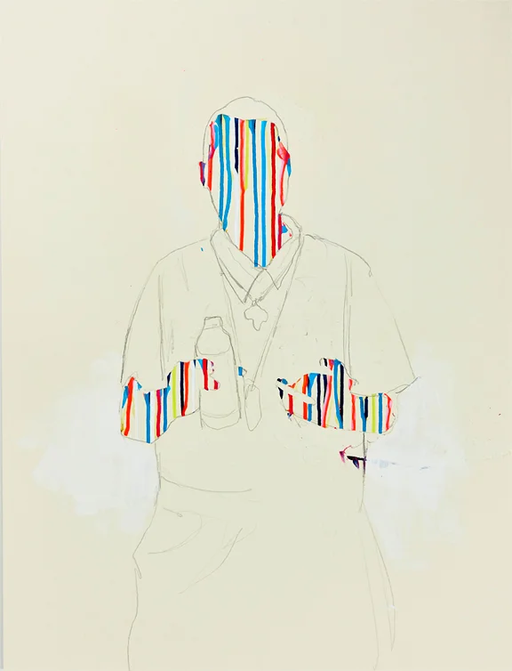 Montana Taking a Break (from “How We Are Likely To Feel When Our Needs Are Being Met”), 2019, 19”x25”, graphite, acrylic on French Paper