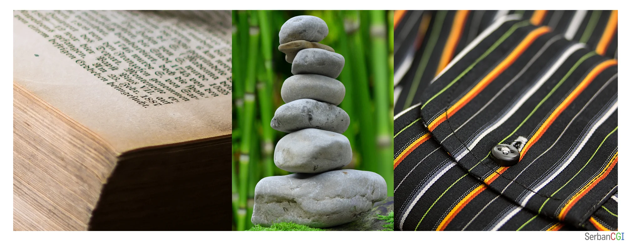 Rough materials such as paper, rocks and some textiles creating diffuse reflections.