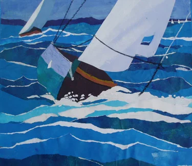 STIFF BREEZE AND THE YACHT OUT IN FRONT