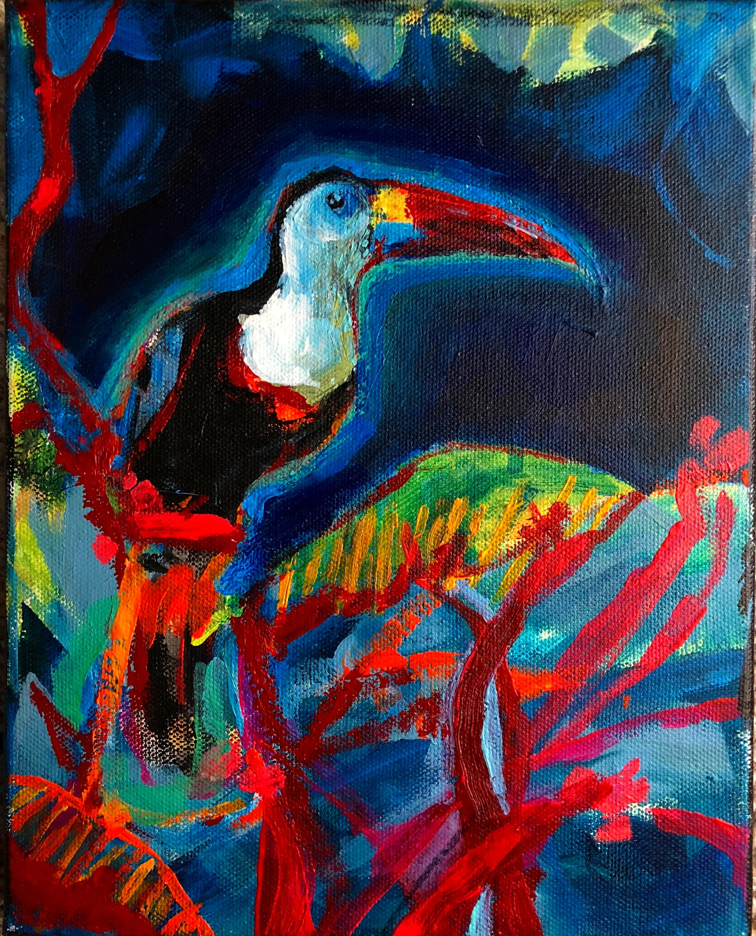 8X10 Toucan acrylic on canvas SOLD