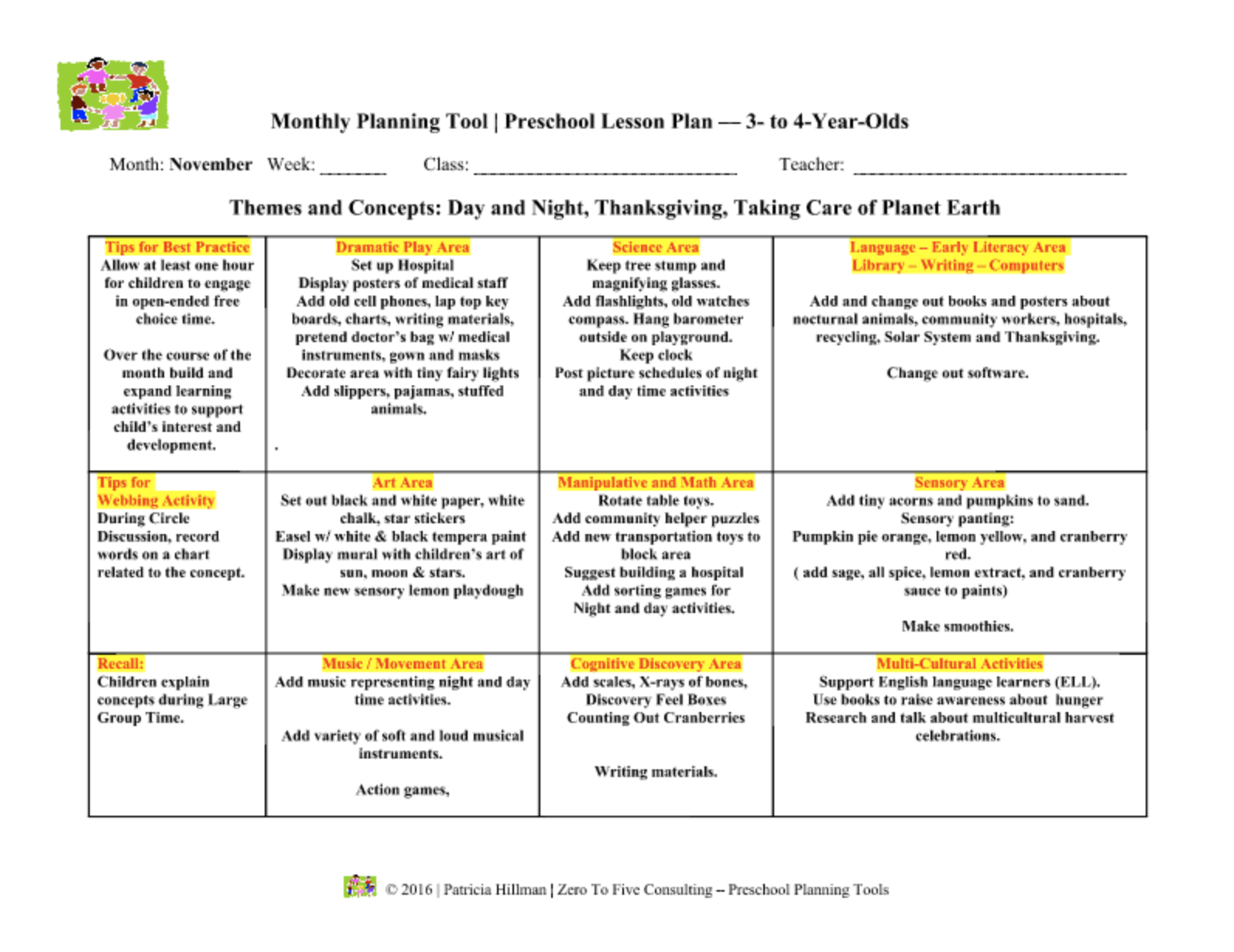 Ages 3 5 Years Lesson Plans Itsg Lesson Planning Tools