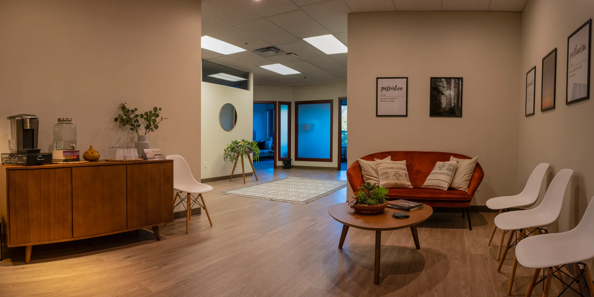 As you open the door to our office, you are greeted by calm music, and a choice of beverages while you wait for your counsellor