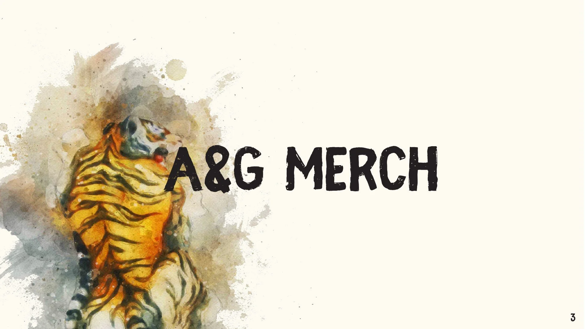 Watercolor style illustration of a bumblebee on a yellow and black striped flower or plant, with the text 'A&C MERCH' next to it.
