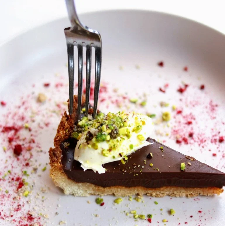 DARK CHOCOLATE, LIME AND COCONUT TART