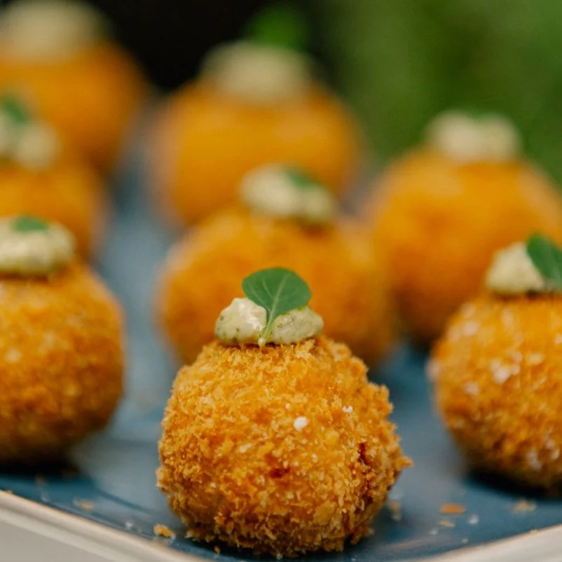 Leek and cold smoked cheddar arancini