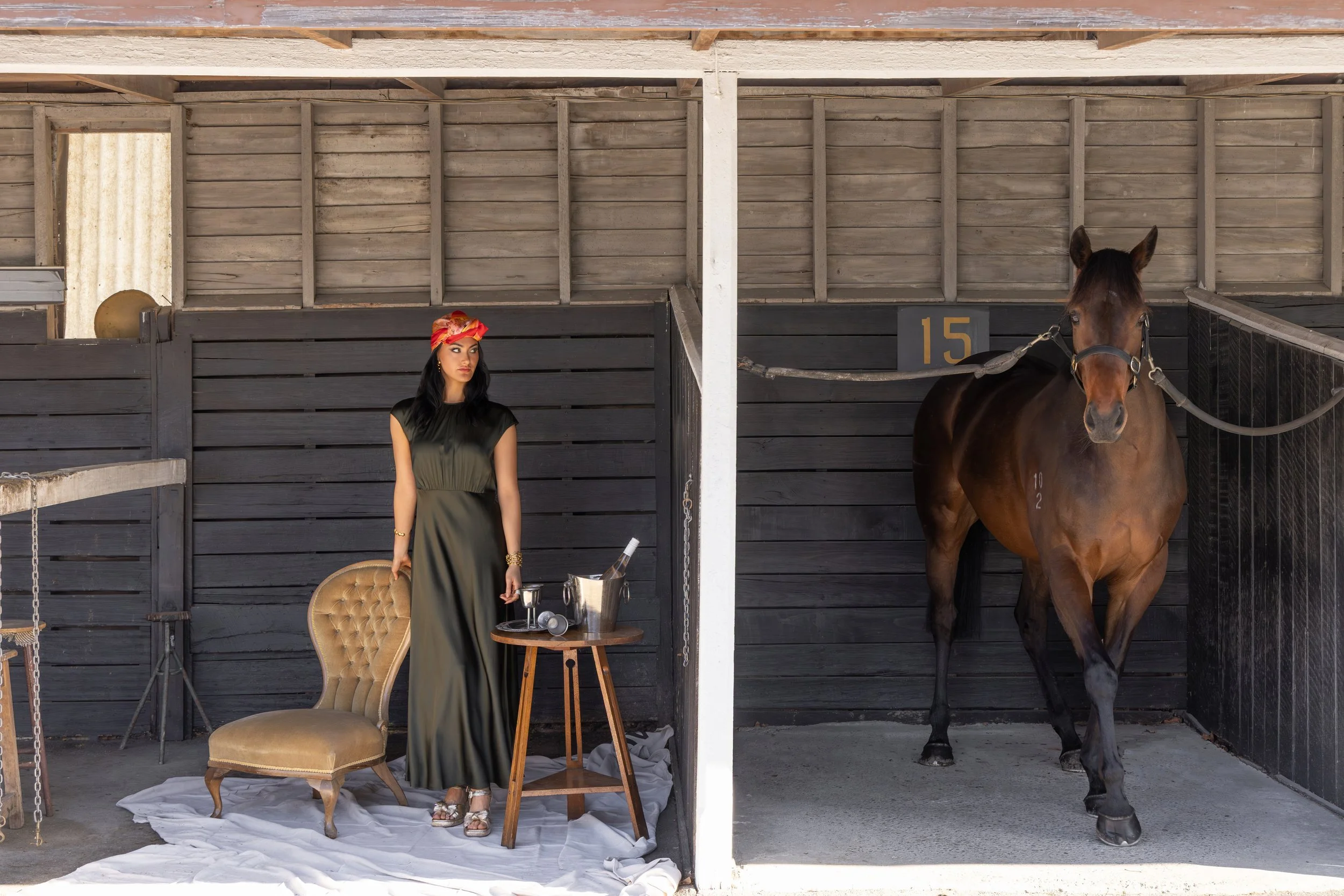  Olive is a beautiful alternative to the more expected spring palette.&nbsp;  It feels sophisticated, modern, and incredibly wearable – especially when the dress itself is kept simple.    Nadine wears:    Muse Dress and Dark Hampton Scarf from Treasu