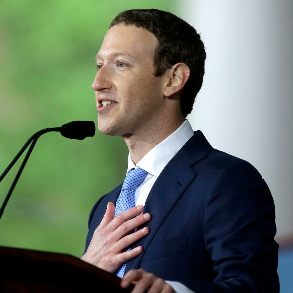 Facebook CEO Mark Zuckerberg delivers the commencement address at Harvard University in 2017. (photo credit: Steven Senne/AP)
