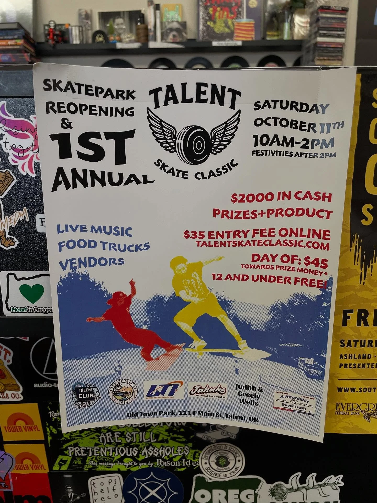 Happening Now! 

Talent Skate Classic going down and lots of new and used records hitting the bins. Good day for a dig. Open noon to 6 

#supportyourlocalrecordstore #talentoregon