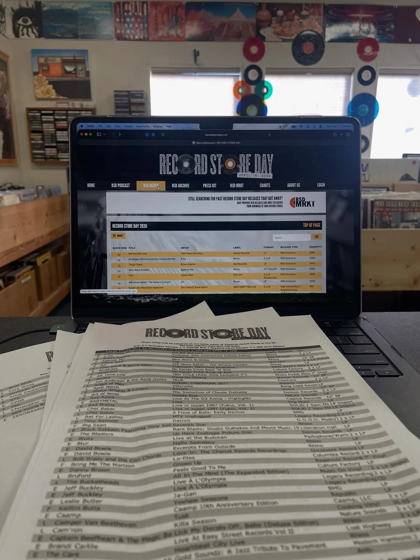 The Record Store Day 2026 release list is out now! Take a look and send in your requests. Also got a few restocks and requests hitting the bins today. Come through!

Shop open Wednesday through Saturday 
Noon to 6 PM

#supportyourlocalrecordstore