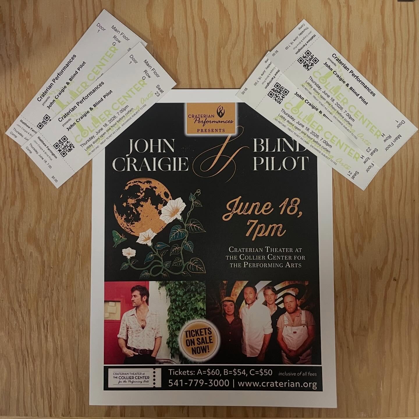 💥TICKET GIVEAWAY💥

Got 2 pairs of tickets for the John Craigie &amp; @blindpilot show at @craterian on Thursday June 18! 

If you want a pair, all you got to do is drop $20 in the shop and ask for em! Got some @johncraigie vinyl in the shop now as 