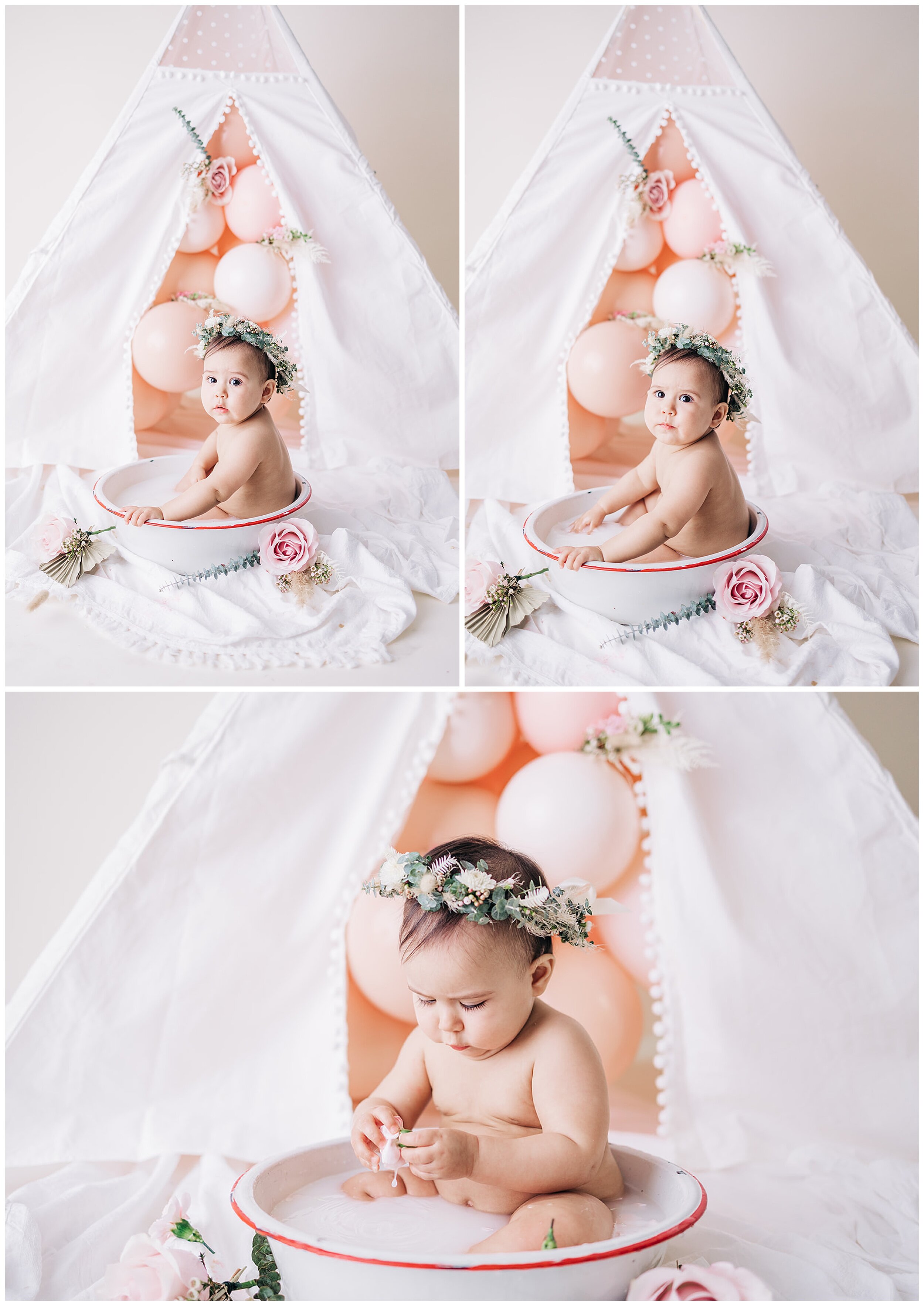 girl's milk bath session with tipi