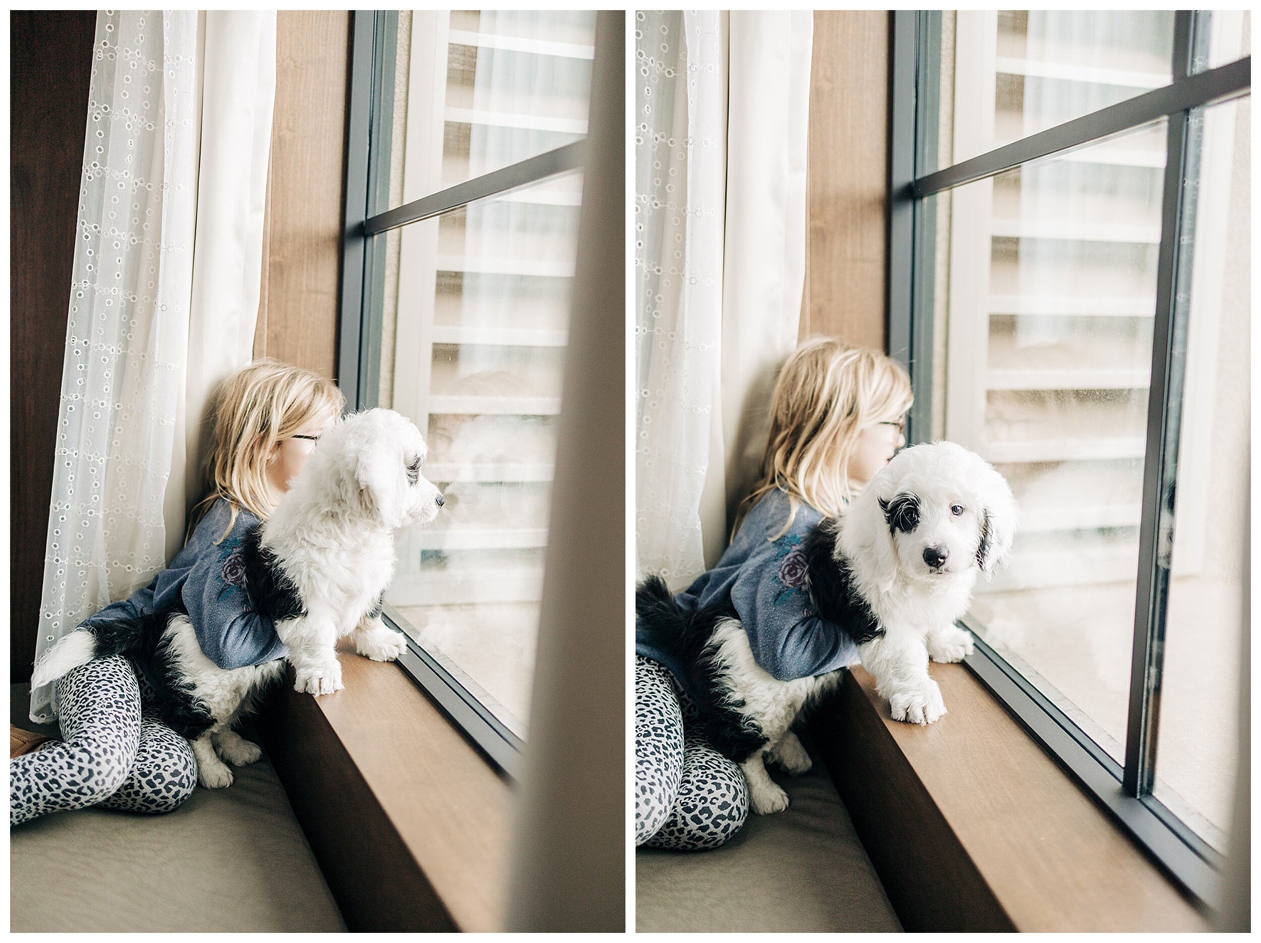 young girl with puppy